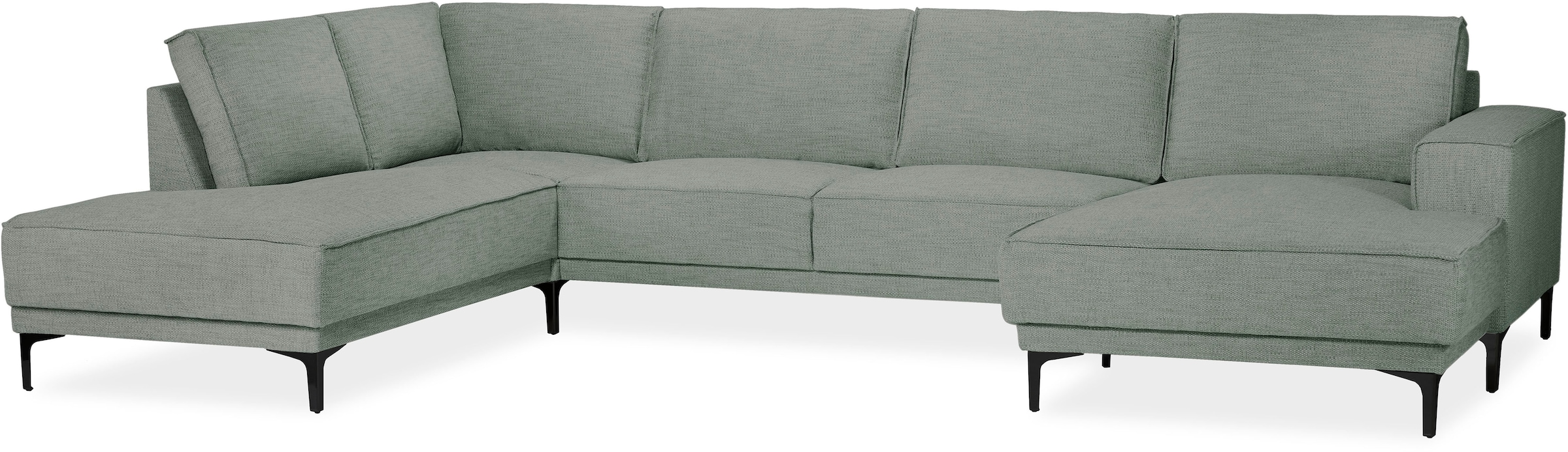 Places of Style Wohnlandschaft »Oland«, U-Form, 345 cm, Wellenunterfederung, Skandi-Design, Metallfüße