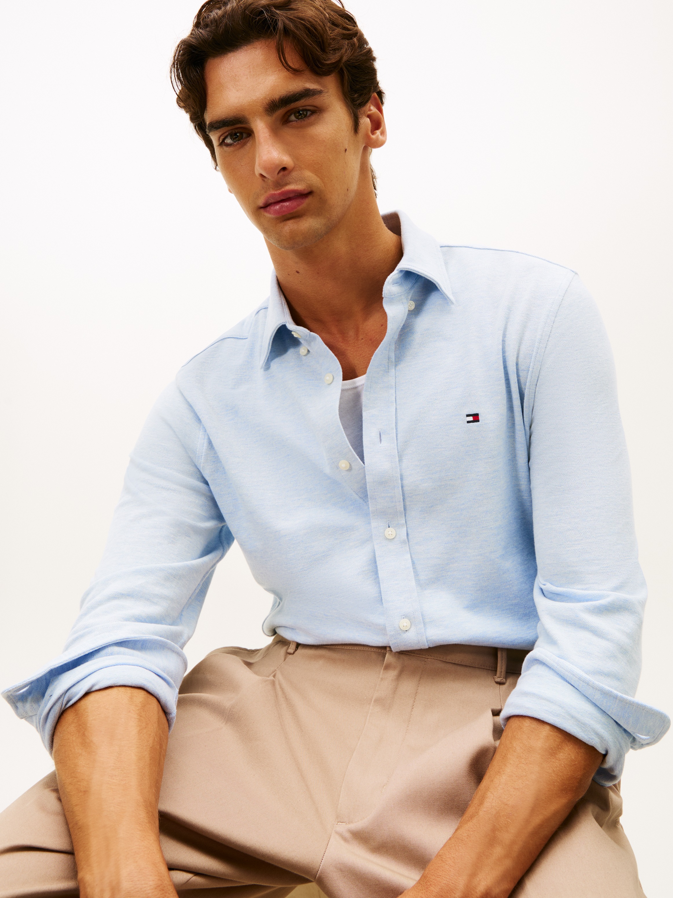 Tommy Hilfiger Langarmhemd "KNIT PIQUE FEATHERWEIGHT" günstig online kaufen