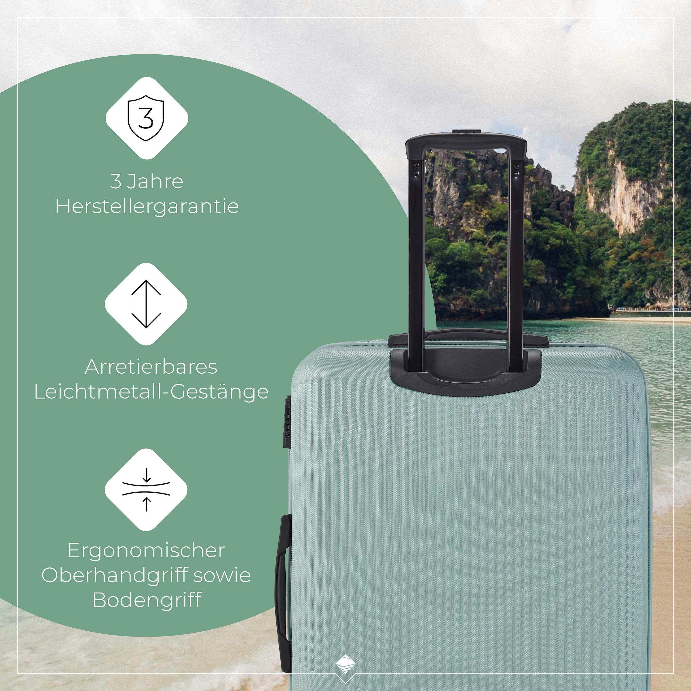 travelite Trolleyset »BALI 4w L/M/S«, (Set, 3 tlg., Hartschalen Trolley Set), Kofferset Reisegepäck Reisekoffer Hartschallenkoffer TSA Schloss