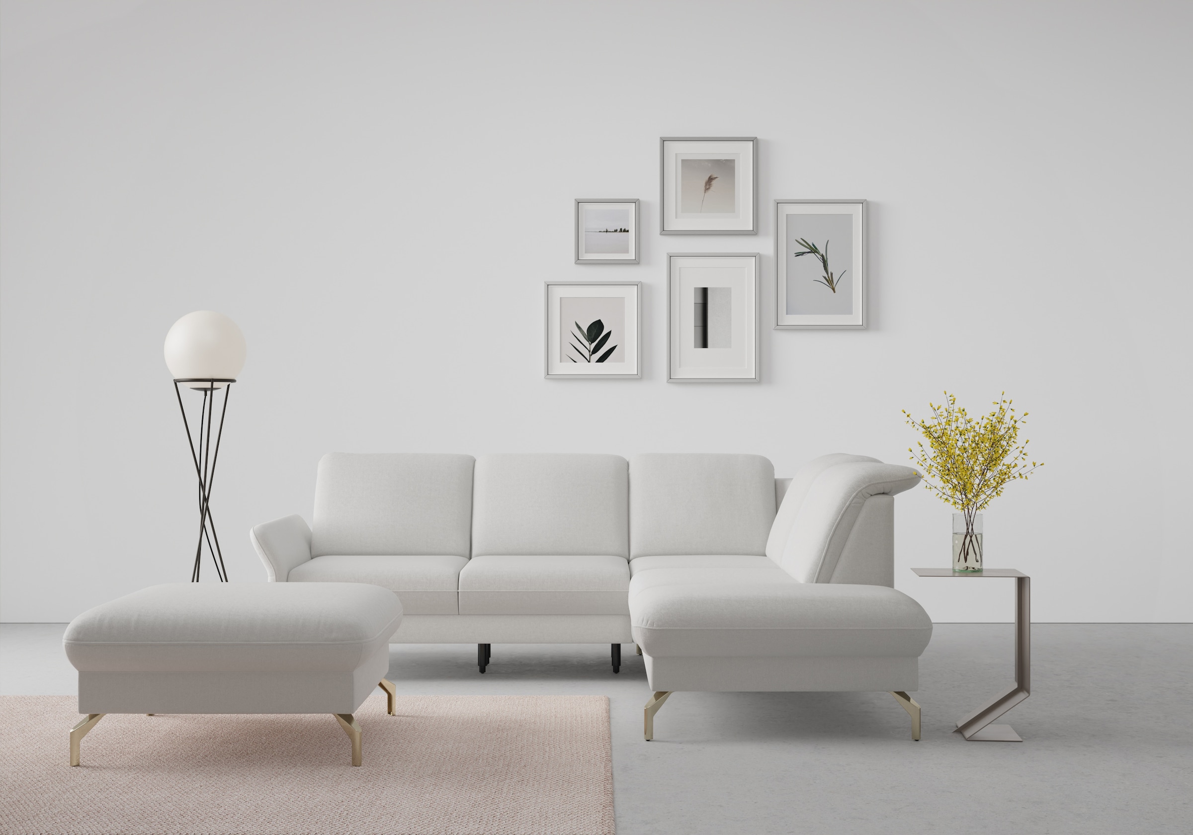 sit&more Ecksofa "Fashion L-Form" wahlweise mit Kopfteilverstellung, Vorziehsitz, motorisch, Nickelfüße