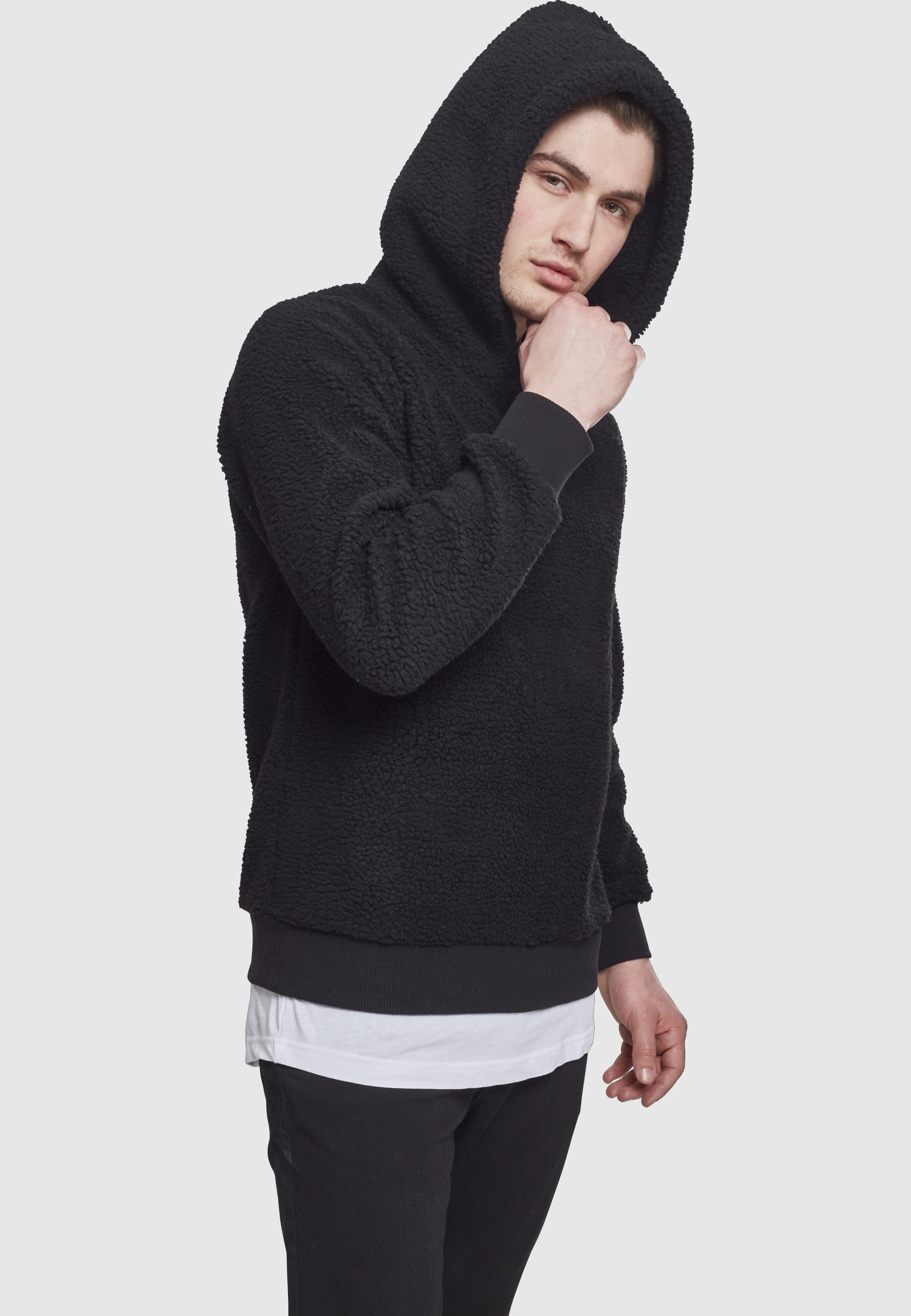 URBAN CLASSICS Rundhalspullover »Urban Classics Herren Sherpa Hoody« 1 Stk.