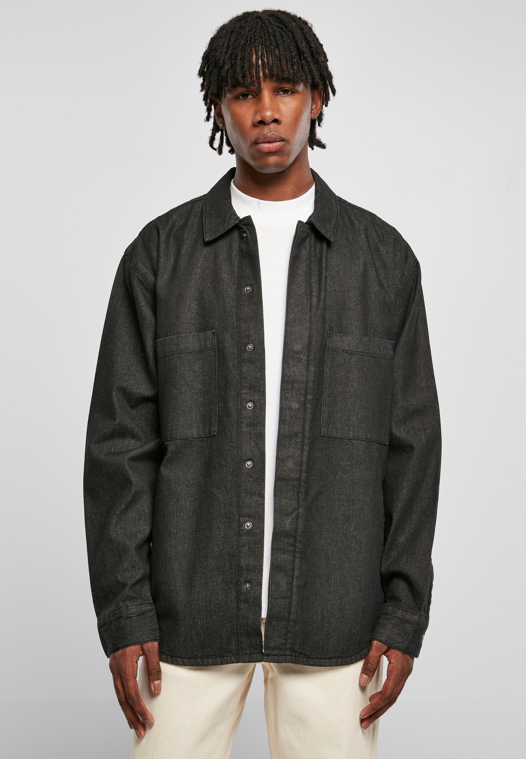 URBAN CLASSICS Langarmhemd »Urban Classics Herren Oversized Denim Pocket Shirt«, (1 tlg.)