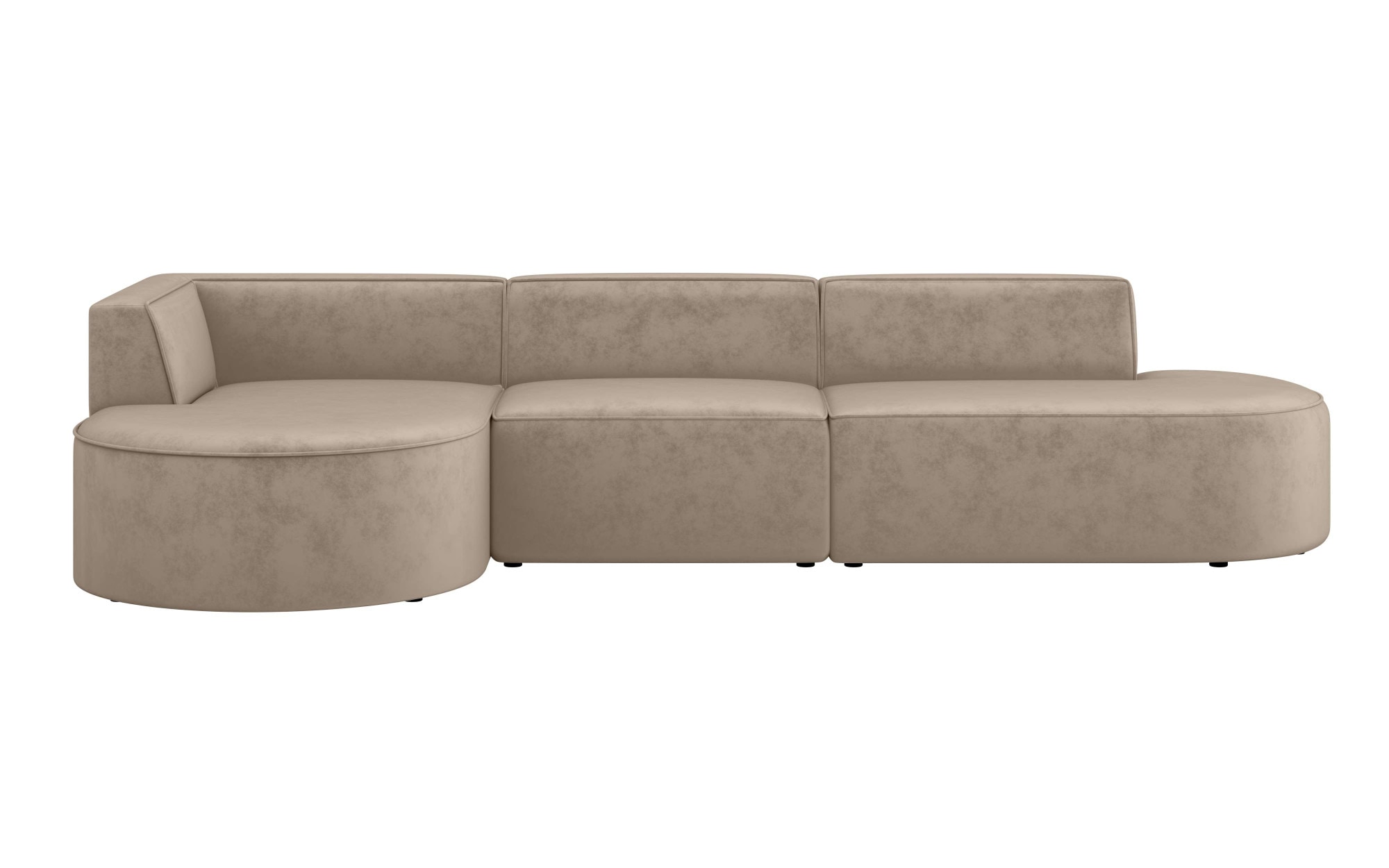 andas Ecksofa »EIVIND Designer Sofa mit Ottomane rechts/links, B/T/H: 343/159/72 cm«, L-Form mit Wellenunterfederung, auch in Feincord und Bouclé