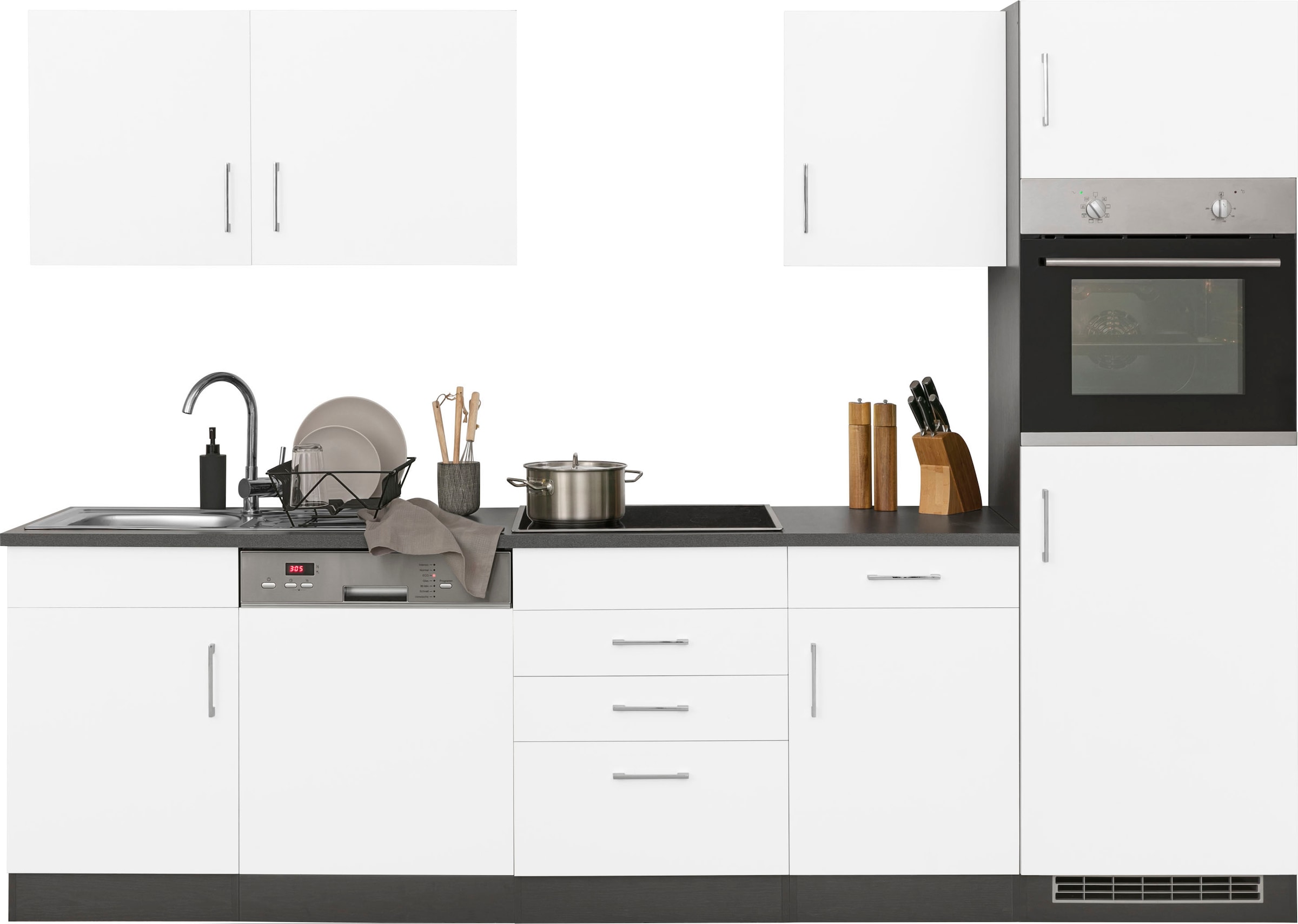 KOCHSTATION Küchenzeile »KS-Paris – Küchen mit einzigartigen Fotomotiven auf den Fronten« Breite 280 cm, wahlweise mit E-Geräten und Induktion