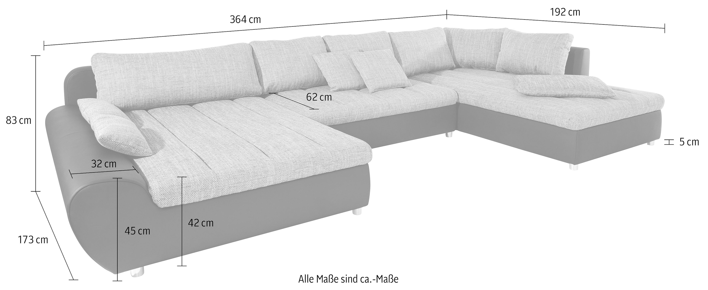 sit&more Wohnlandschaft »Bandos U-Form«, in 2 unterschiedlichen Größen, wahlweise mit Bettfunktion + Bettkasten