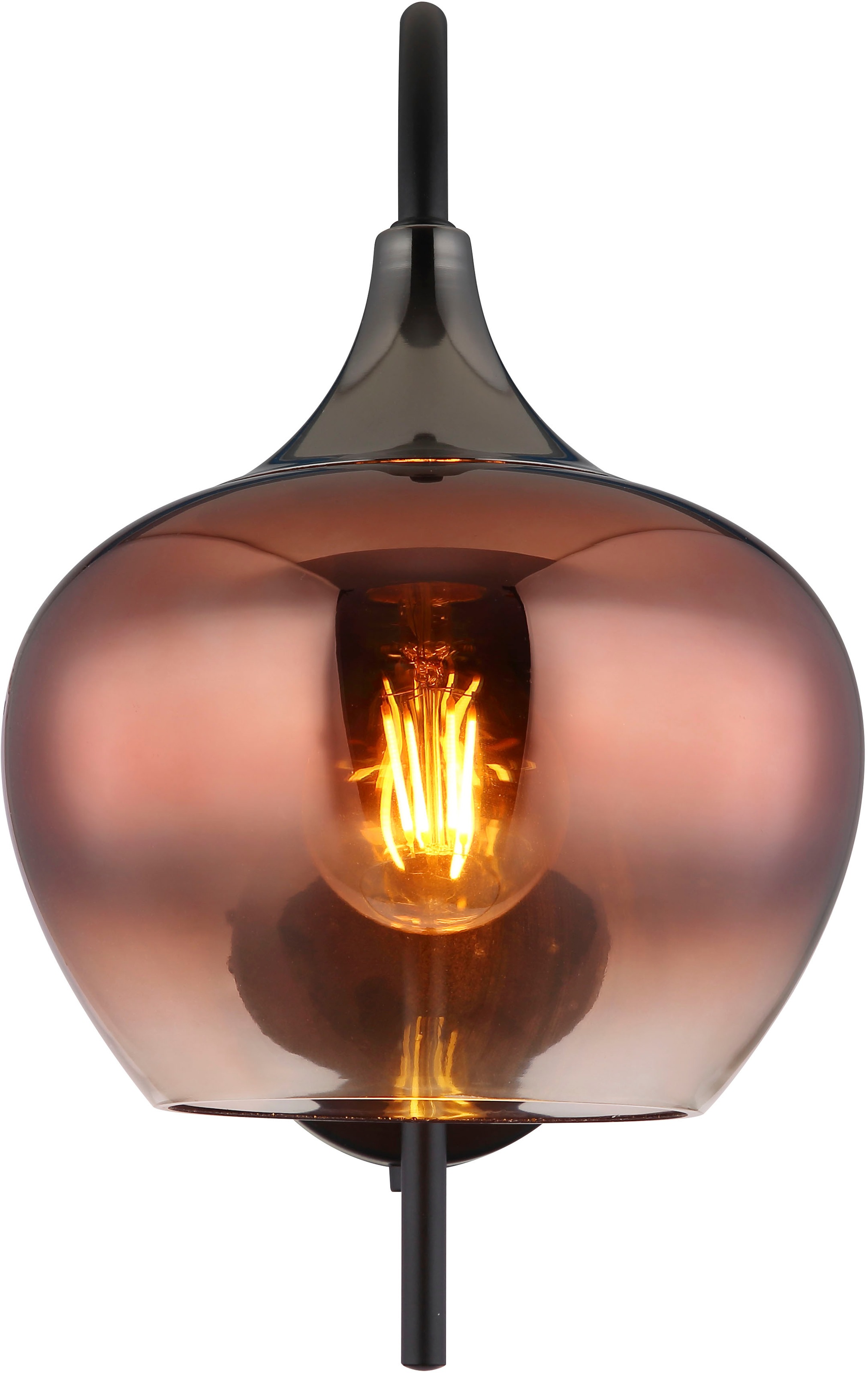 GLOBO LIGHTING Wandleuchte »MAXY« E27 1 Stk. Wandlampe Glas kupferfarben klar verlaufend Lichtschein abwärts