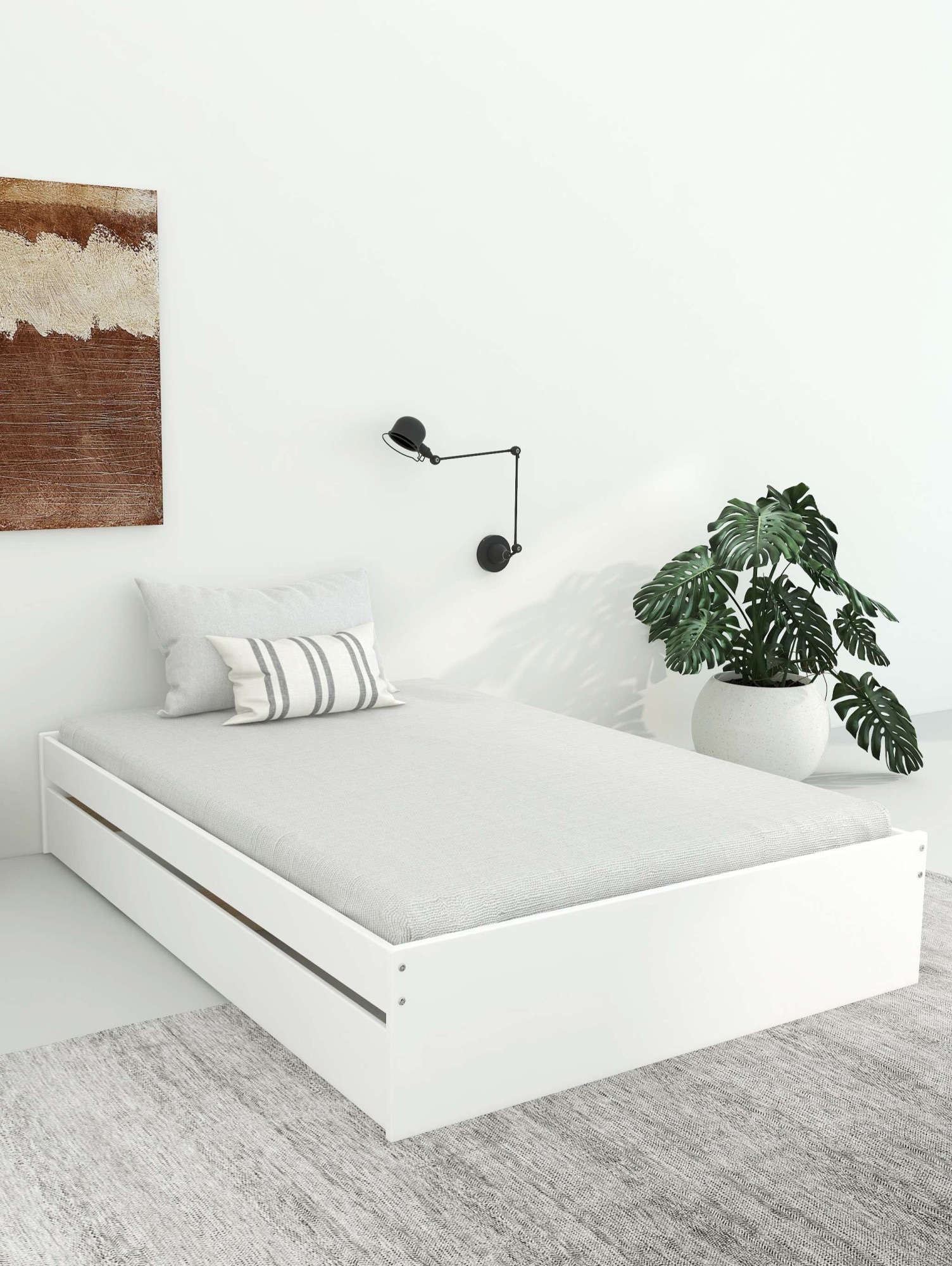 OTTO home Bett »Magdala, Futonbett, schlichtes Design, Top Qualität«, (Breite/ Belastbarkeit: 120cm/200 KG, 90cm/ 100KG), aus robustem MDF, Breite Liegefläche 140 cm, Bettkasten optional