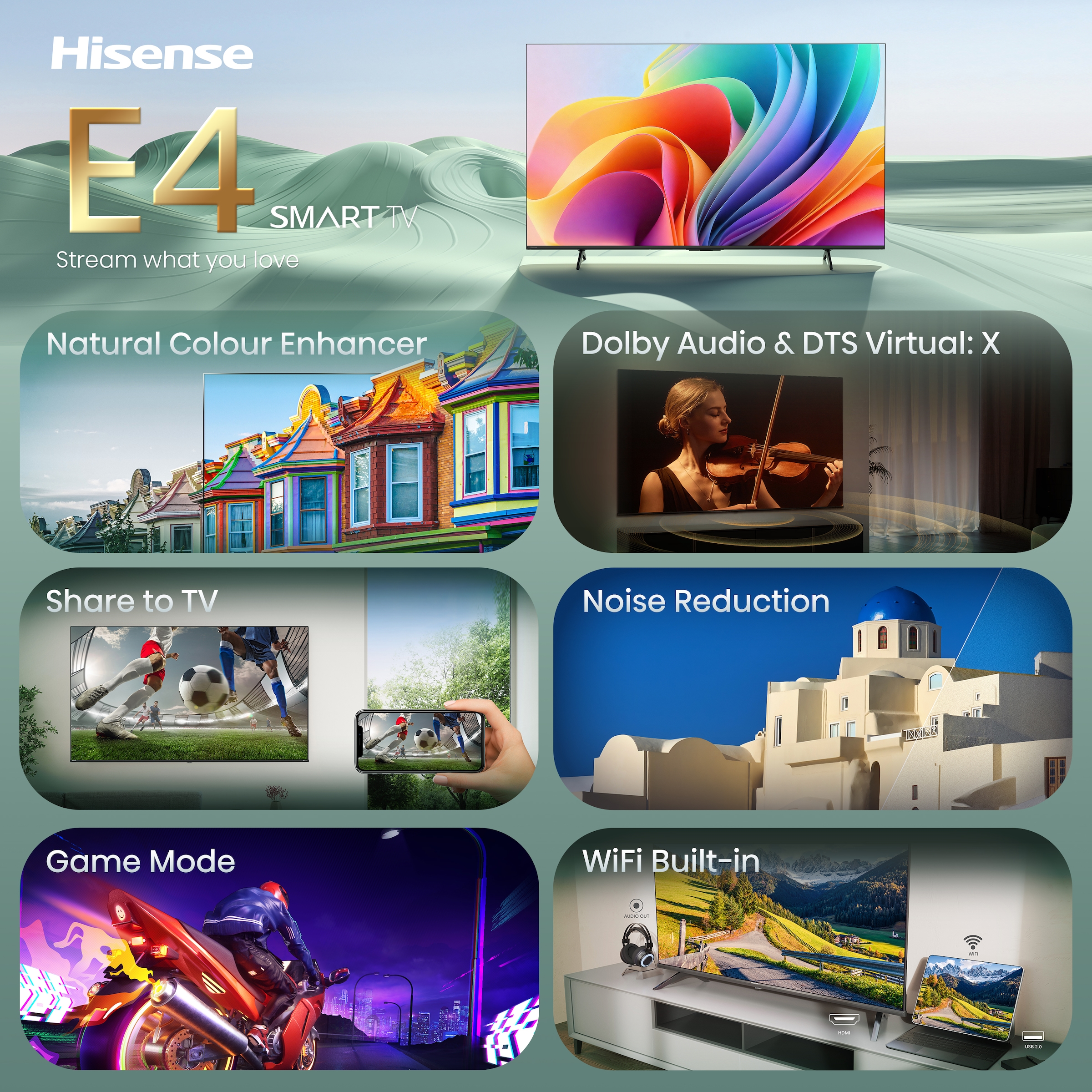 Hisense LED-Fernseher »32E4DS« 80 cm/32 ″ HD Smart-TV