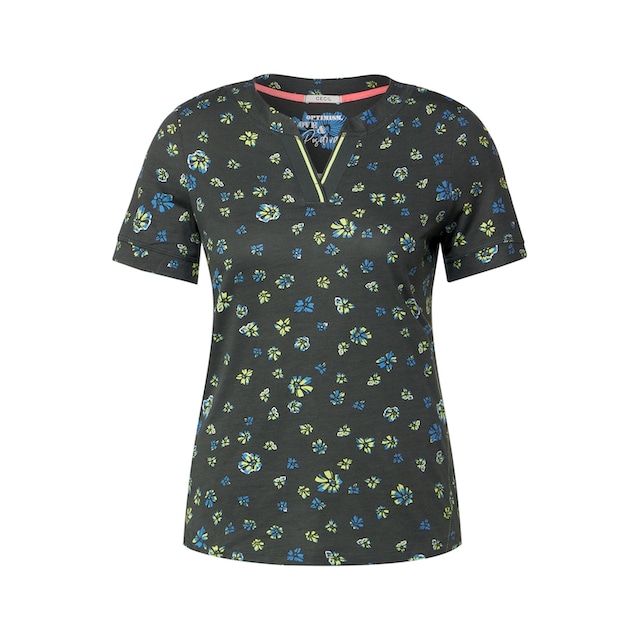 Cecil T-Shirt, mit geschlitztem Rundhalsausschnitt kaufen | BAUR