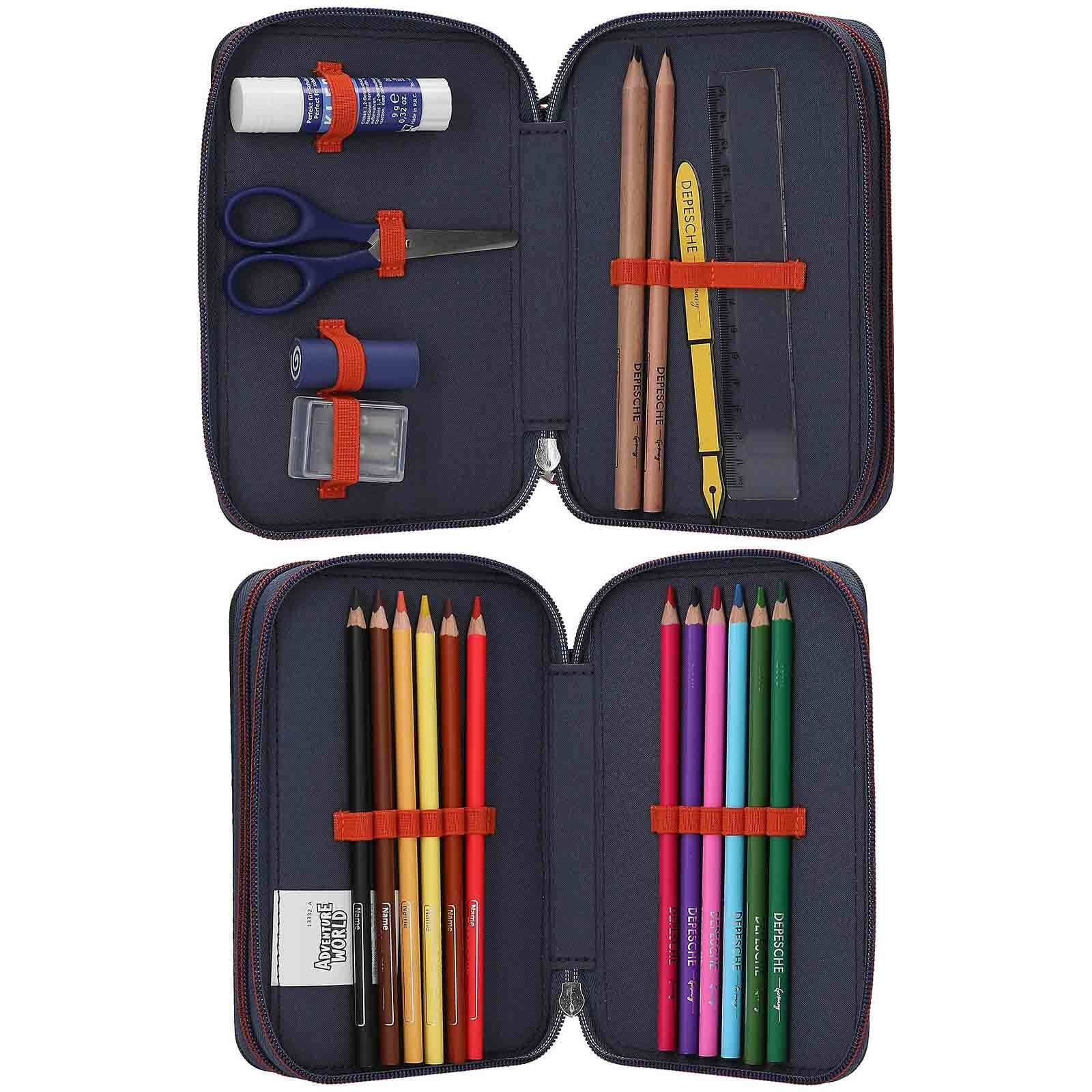 Depesche Buntstift »2-Fach Federtasche mit Spinne Adventure World 5,5 x 12 x 19 cm blau-orange«