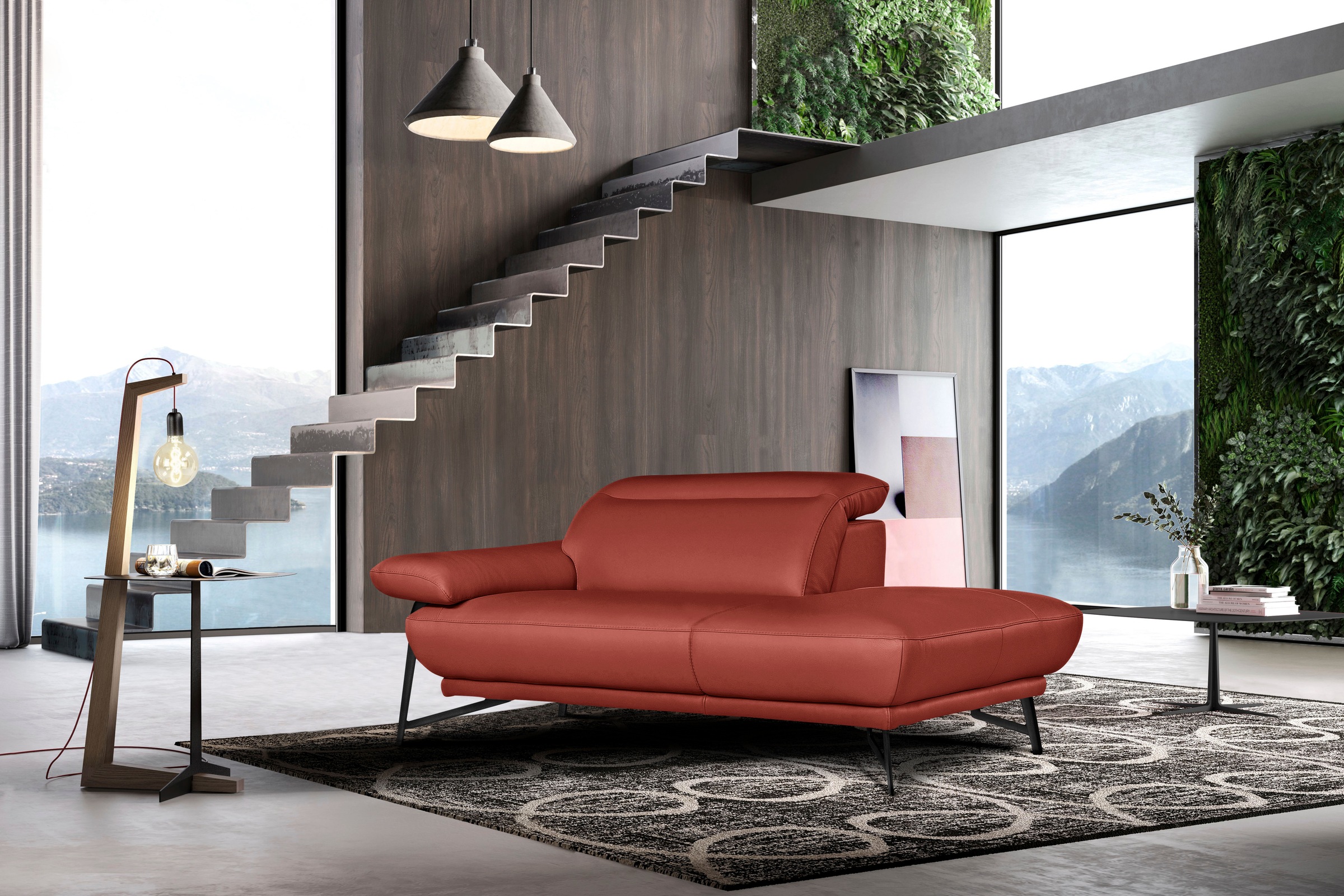 EGOITALIANO Anais Leather Sofa Set with Ottoman 3