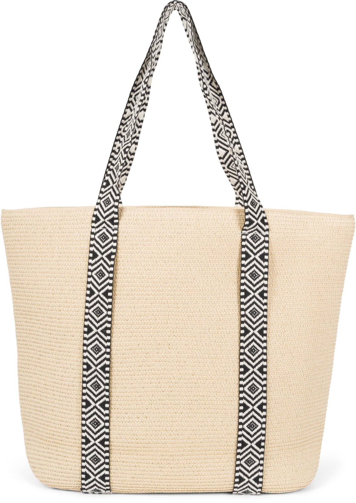 styleBREAKER Strandtasche "Papierstroh Strandtasche Azteken Muster"