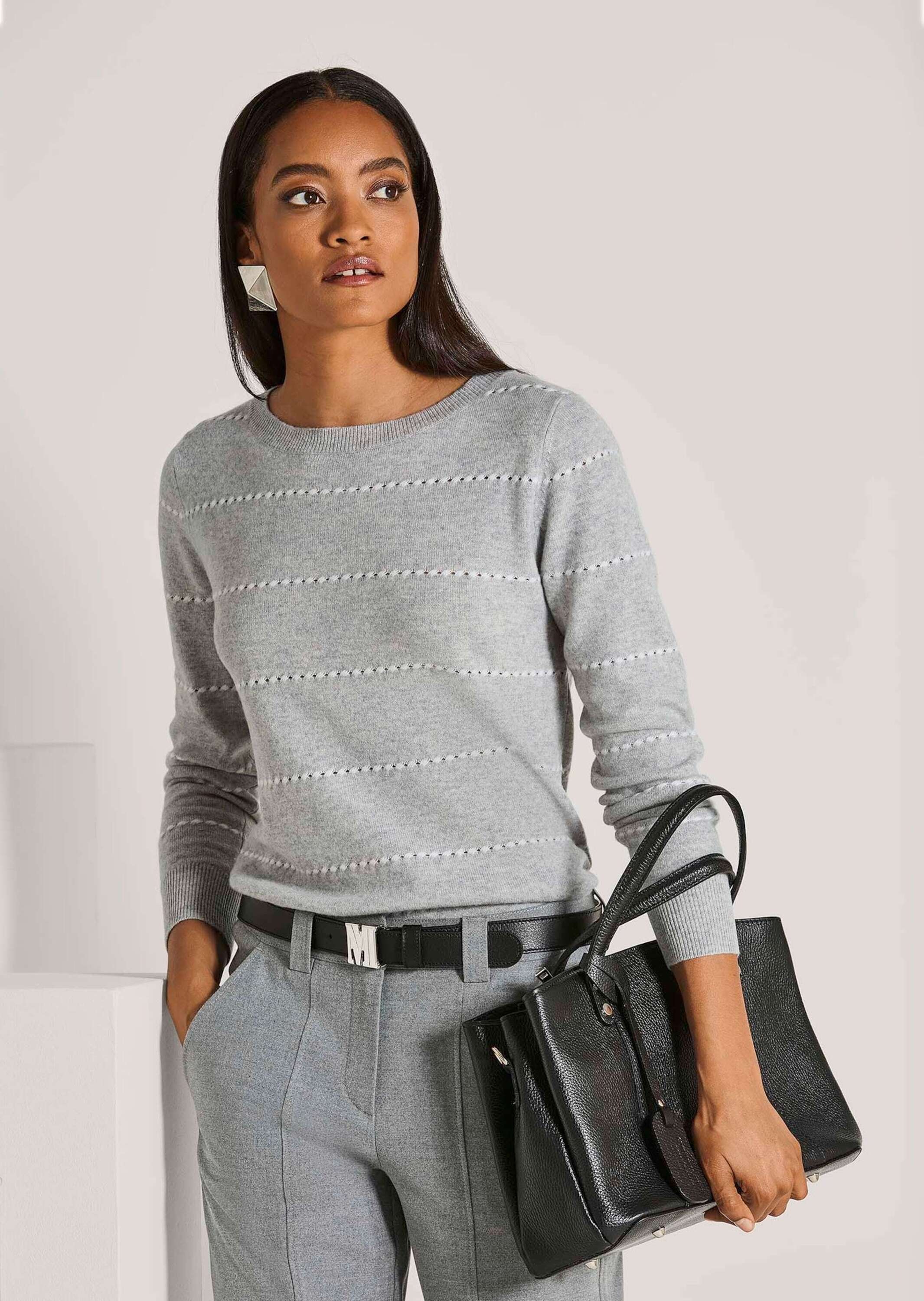 MADELEINE Longpullover »Strickpullover Luxuriöser Kaschmirpullover mit Ajour-Muster« Ajour-Streifen-Muster