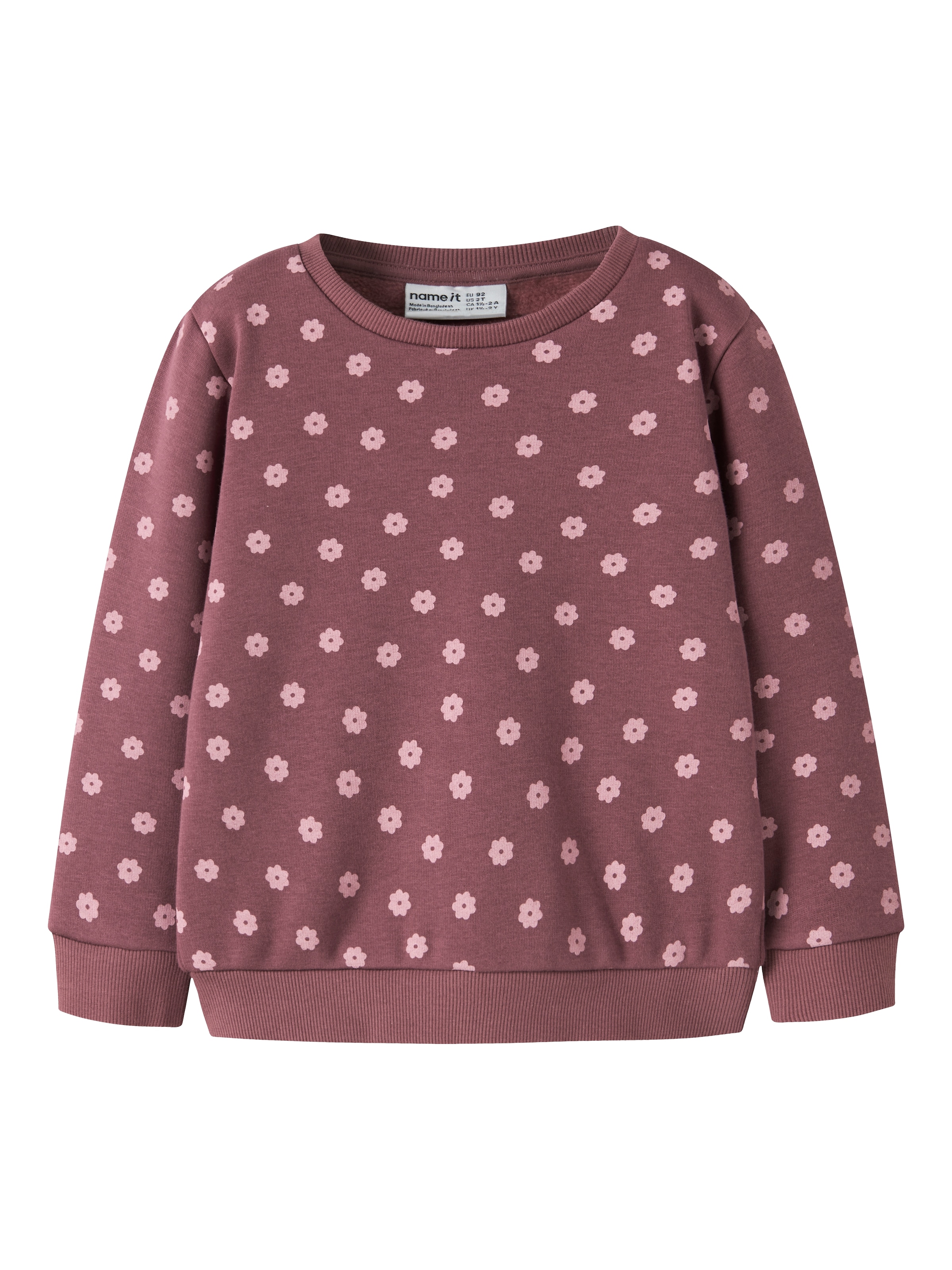 Name It Sweatshirt "NMFDAVINA LS SWEAT FLEECE BRU NOOS", in klassischer Form und mit tollem Alloverprint