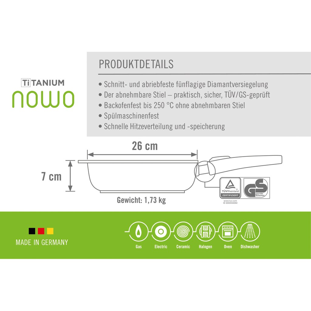 WOLL MADE IN GERMANY Bratpfanne »Nowo Titanium«, Aluminiumguss, (1 tlg.), Made in Germany