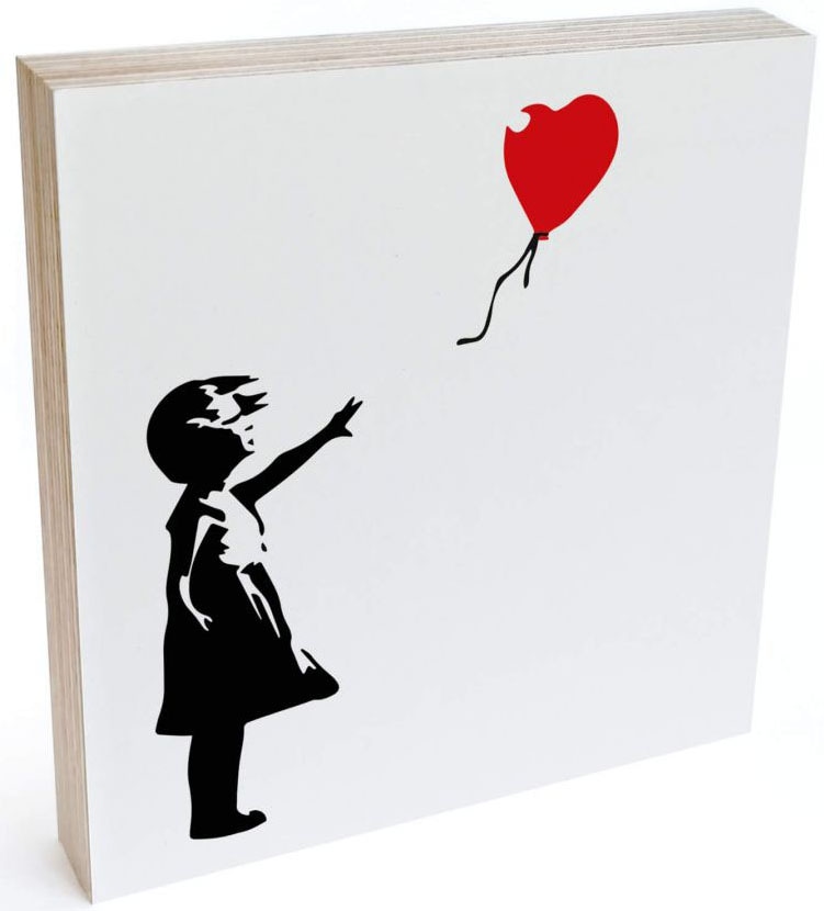 (1 BAUR Wall-Art | bestellen »Tischdeko Holzbild Luftballon«, St.) Banksy