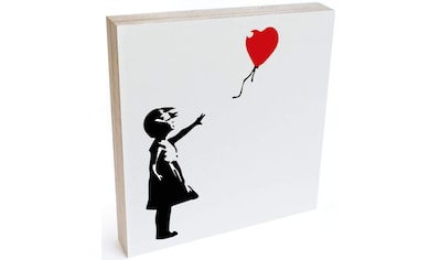 Holzbild »Tischdeko Banksy Luftballon«, Menschen, (1 St.)