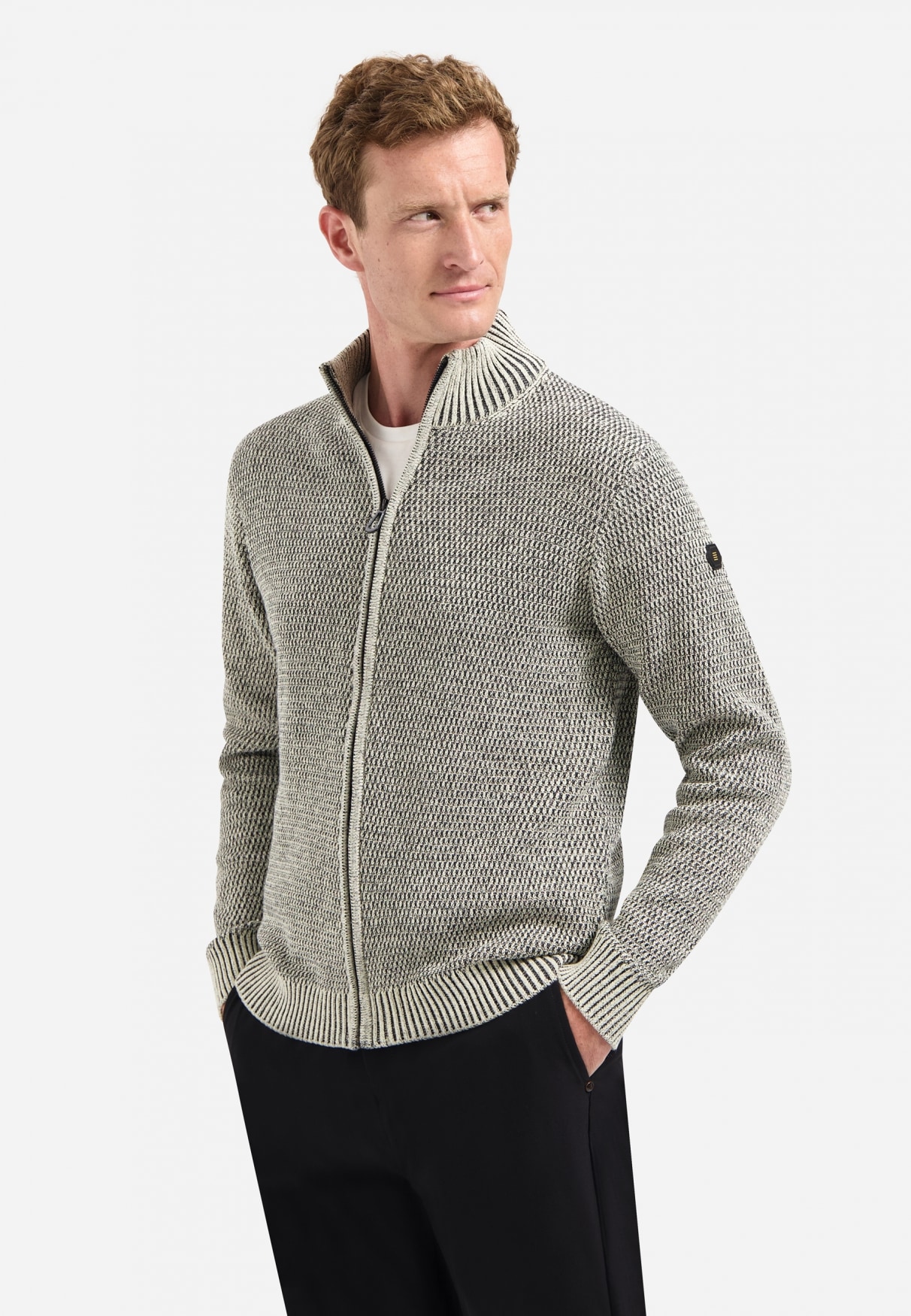 NO EXCESS Stehkragenpullover "No Excess Schwere melierte Strickjacke" günstig online kaufen