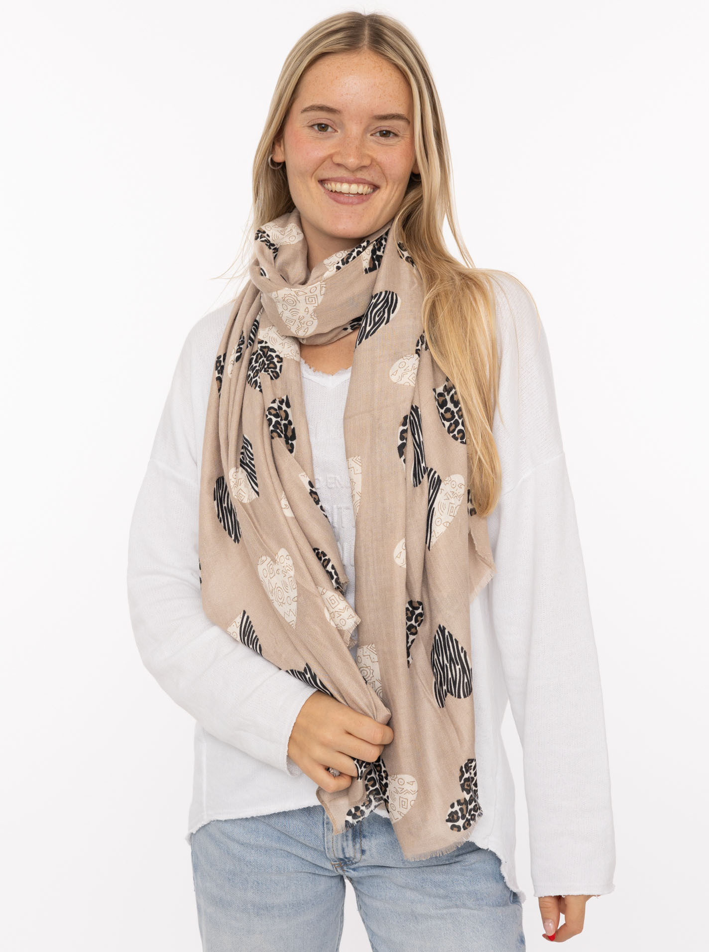 Zwillingsherz Schal ""Safari Hearts"" angesagtes Herzmuster im Leolook