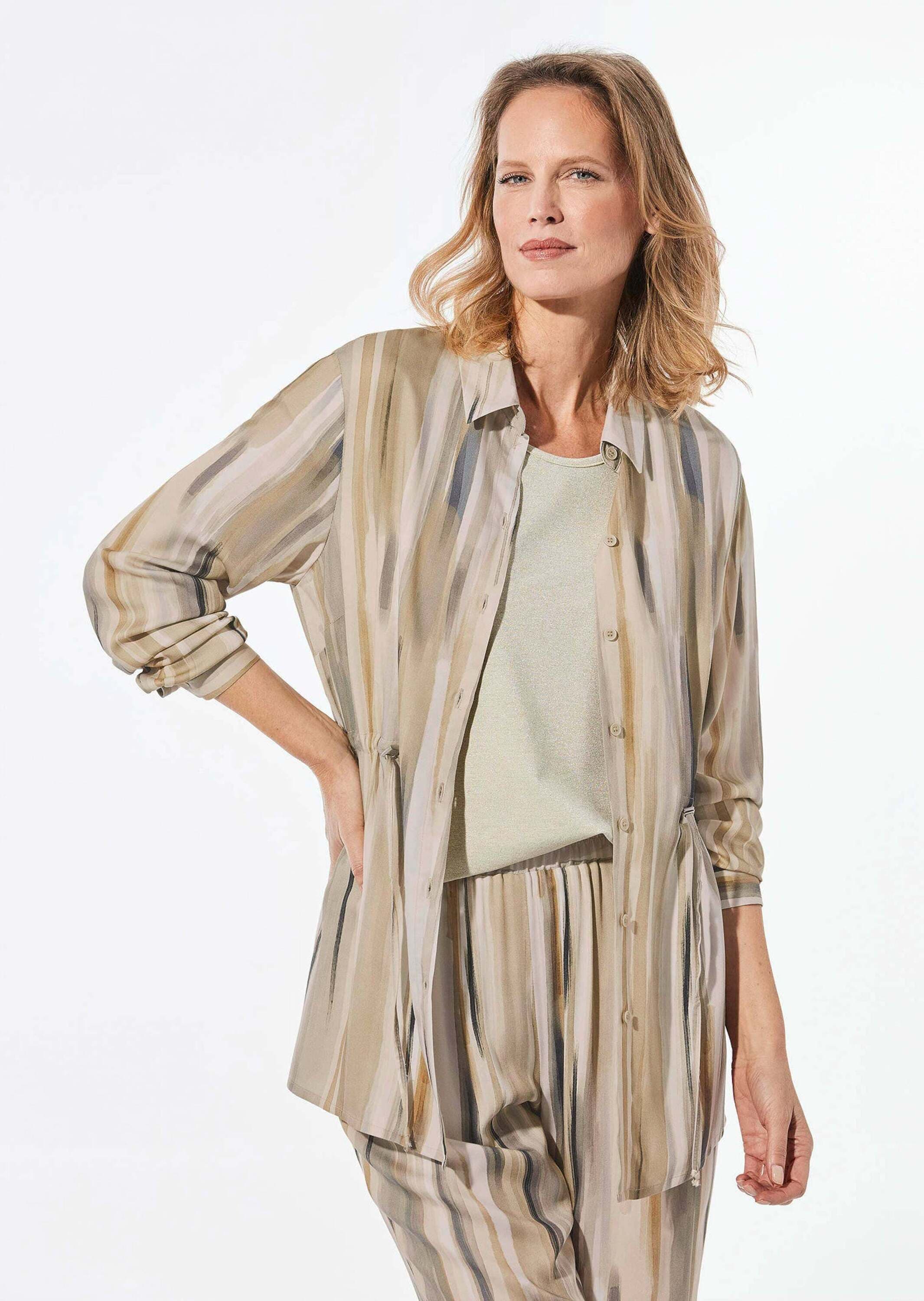 GOLDNER Hemdbluse »Longbluse Longbluse mit Bindegürtel«