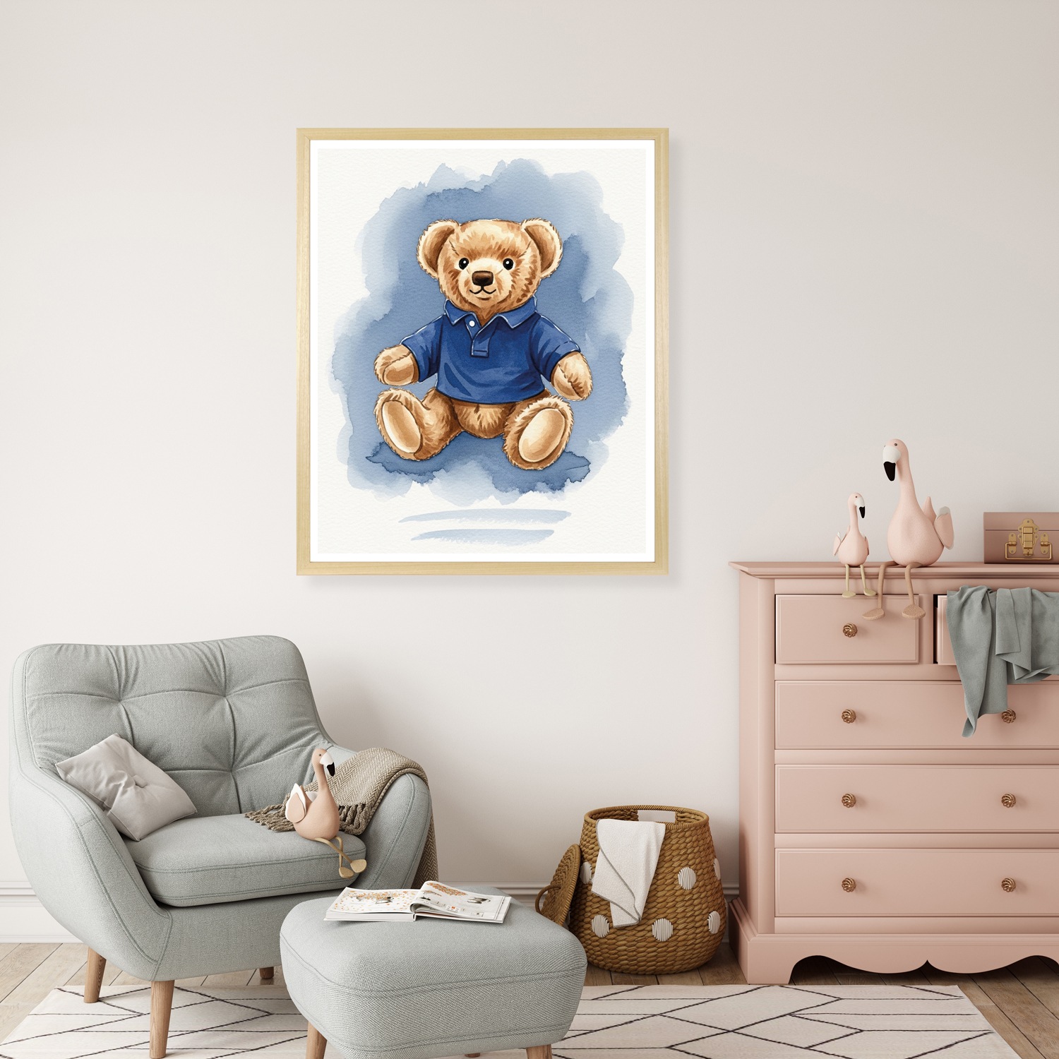 queence Bild mit Rahmen "Vintage Polo Teddy Bär in Poloshirt" Bär  Bären  F günstig online kaufen