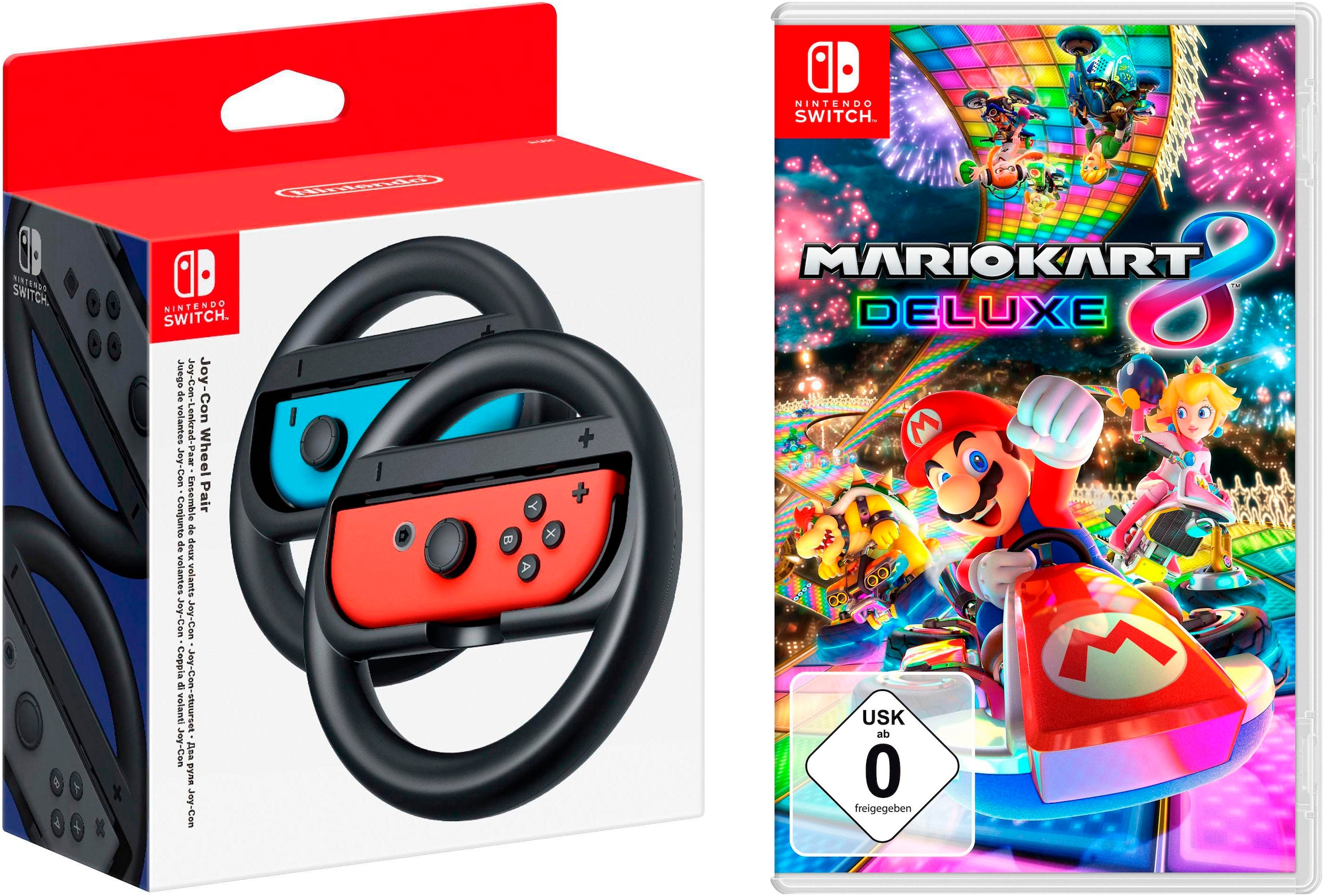 NINTENDO SWITCH Spielesoftware "Mario Kart 8 Deluxe + JoyCon Lenkrad", Nintendo Switch, transparent, Spielesoftware
