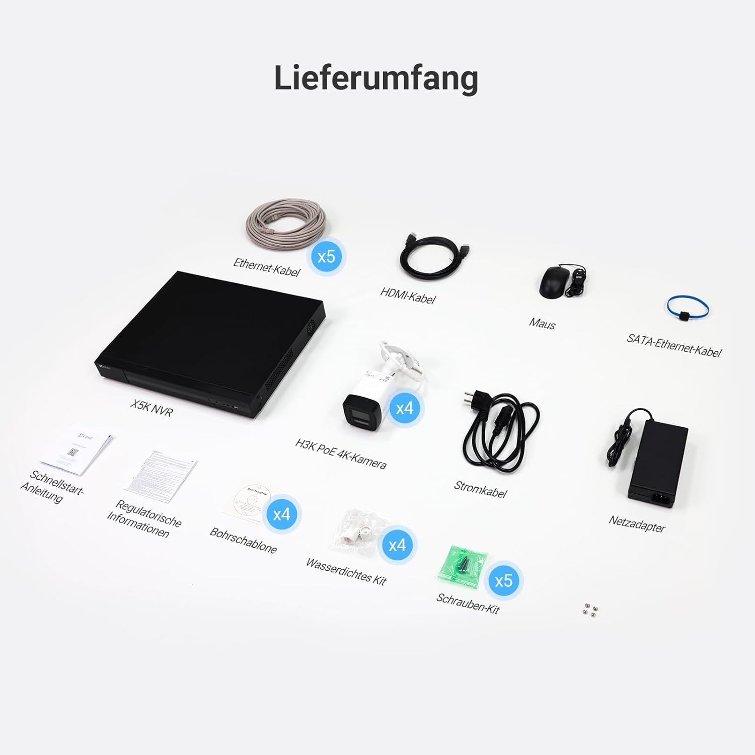 EZVIZ Überwachungskamera »X5K+H3K(4K) POE NVR kit«