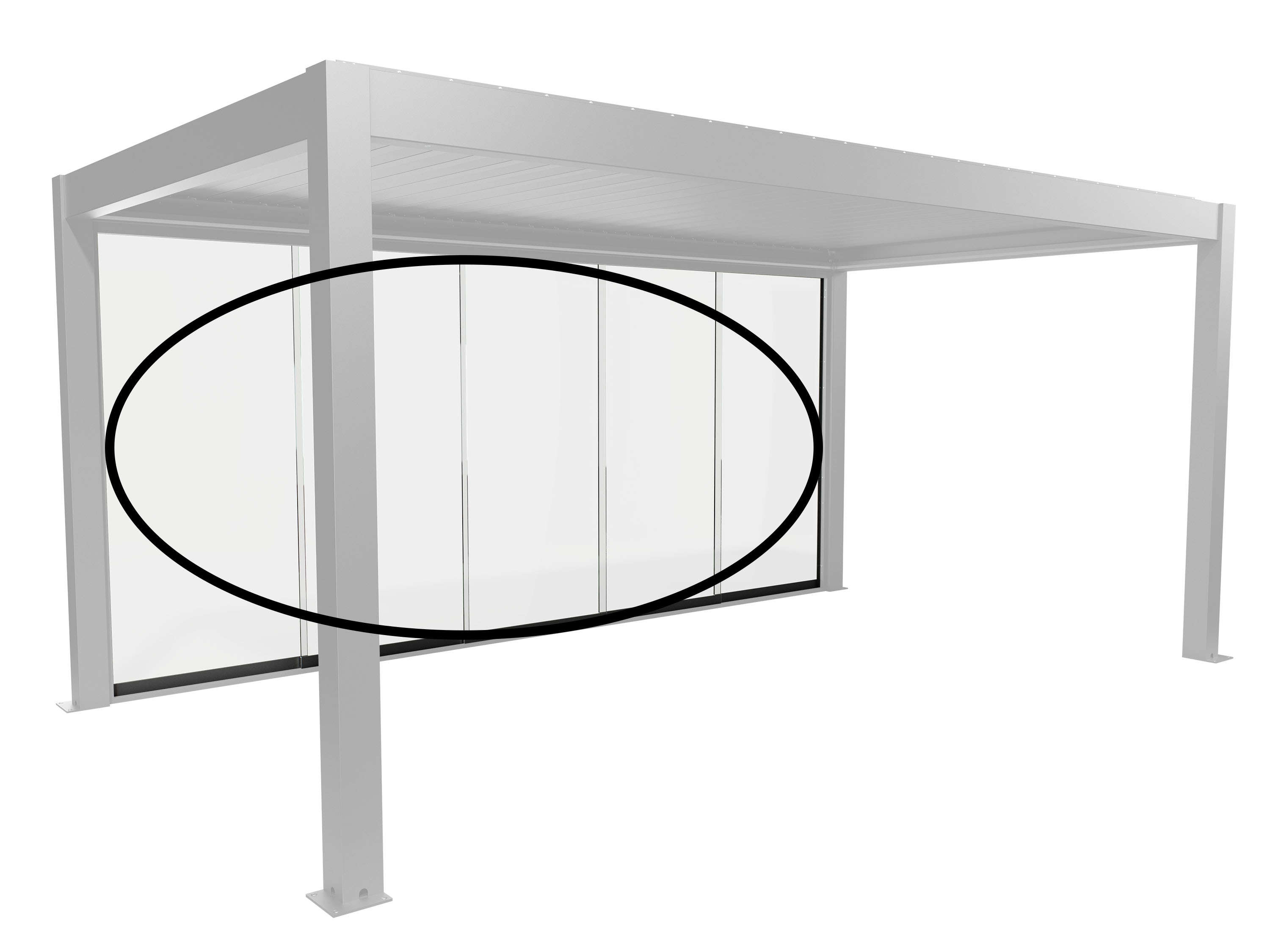 Biohort Glasschiebetür "Klarglas Gr. 5,5 m für Pergola, verschiedene Farben" 512,5x 234,9 cm, Glaselemente aus 10 mm ESG