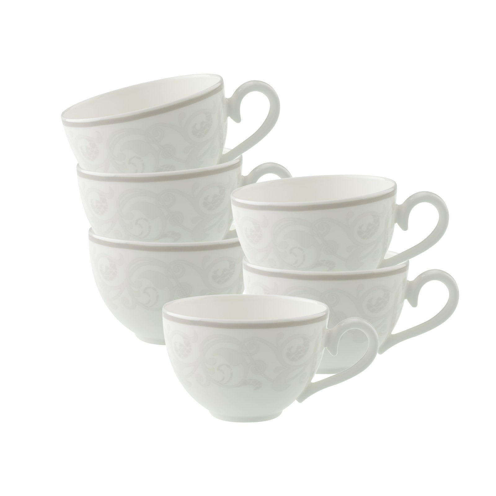 Villeroy & Boch Tasse "Kaffeetassen Gray Pearl 120 ml 6er Set weiß" Spülmaschinengeeignet, Mikrowellengeeignet