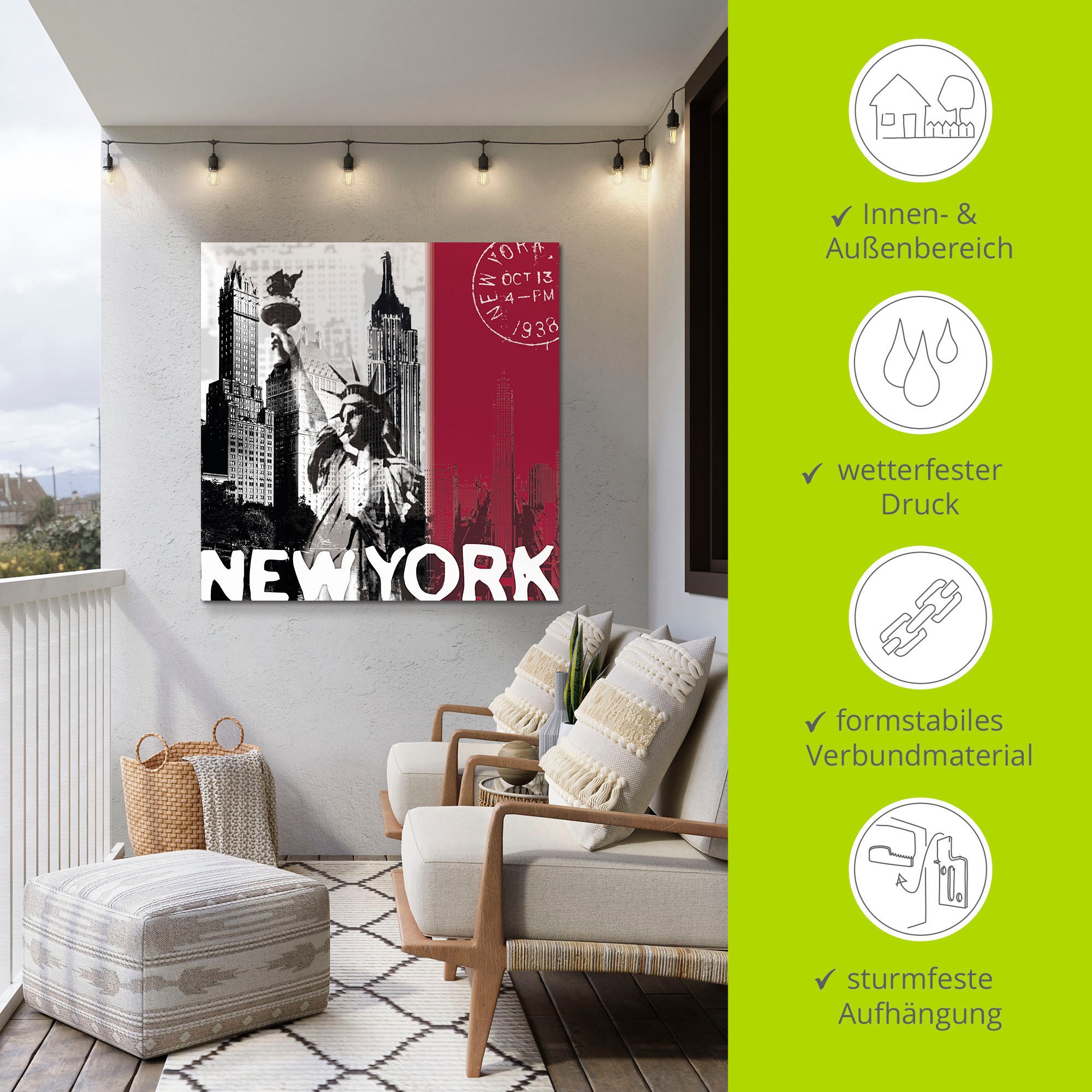 Artland Wandbild »New York«, Gebäude, (1 St.), als Alubild, Outdoorbild, Leinwandbild in verschied. Größen