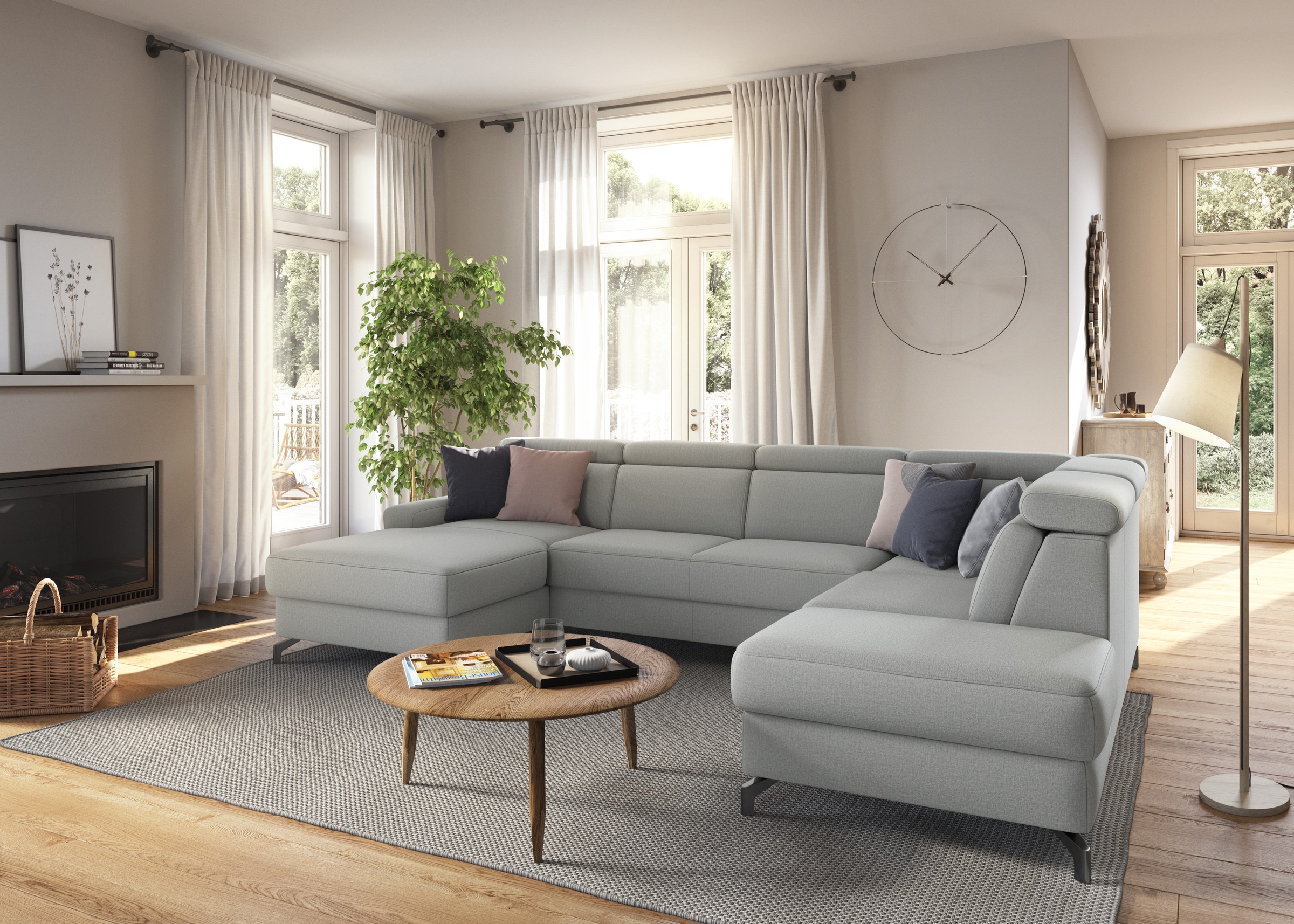 sit&more Wohnlandschaft »Scarlett U-Form«, inklusive Kopfteilverstellung, wahlweise mit Bettfunktion, Bettkasten