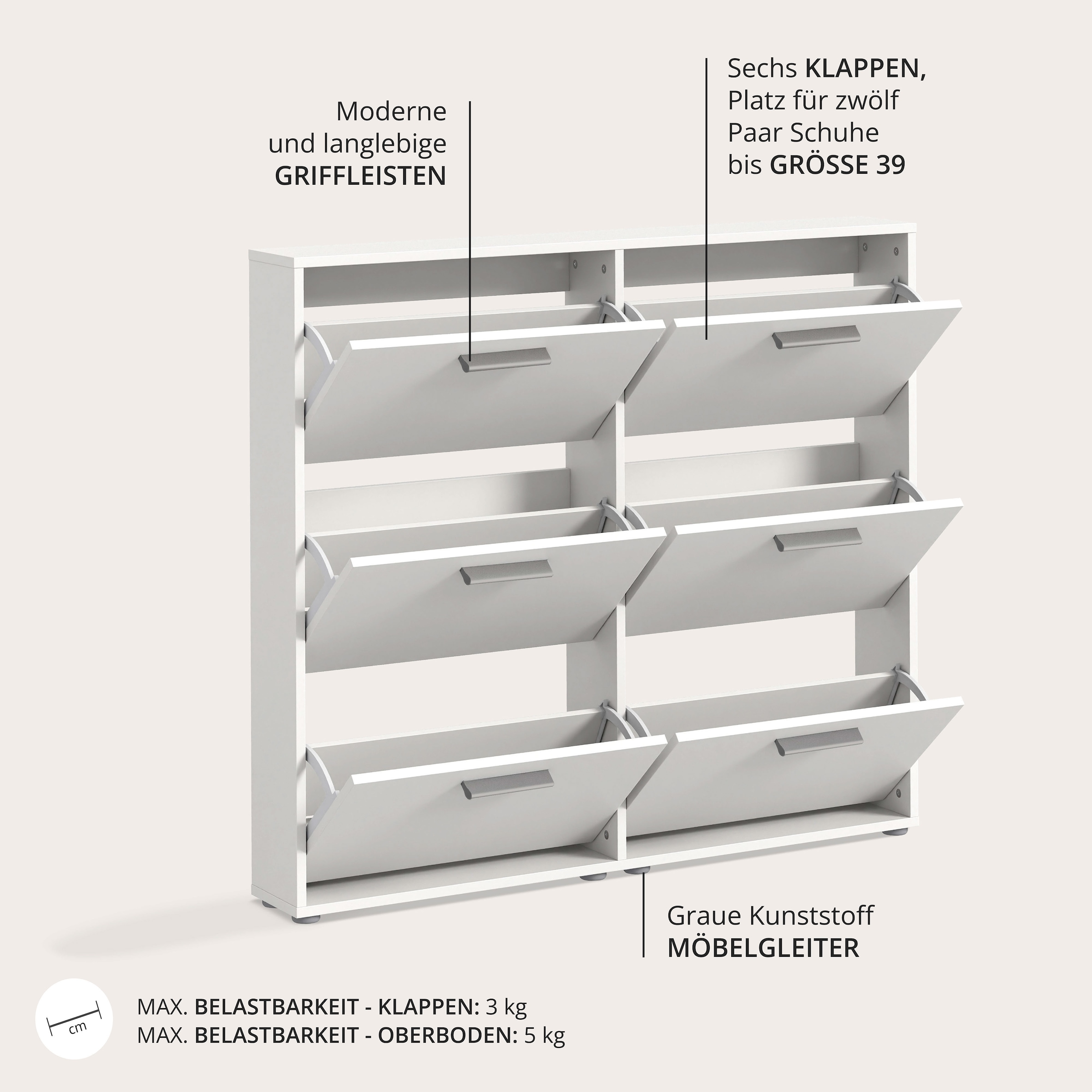 HBZ Schuhkipper »Sam Schuhkipper, Schuhschrank BxHxT 116x103x17 cm« 1 Stk. tlg. mit 6 Klappen