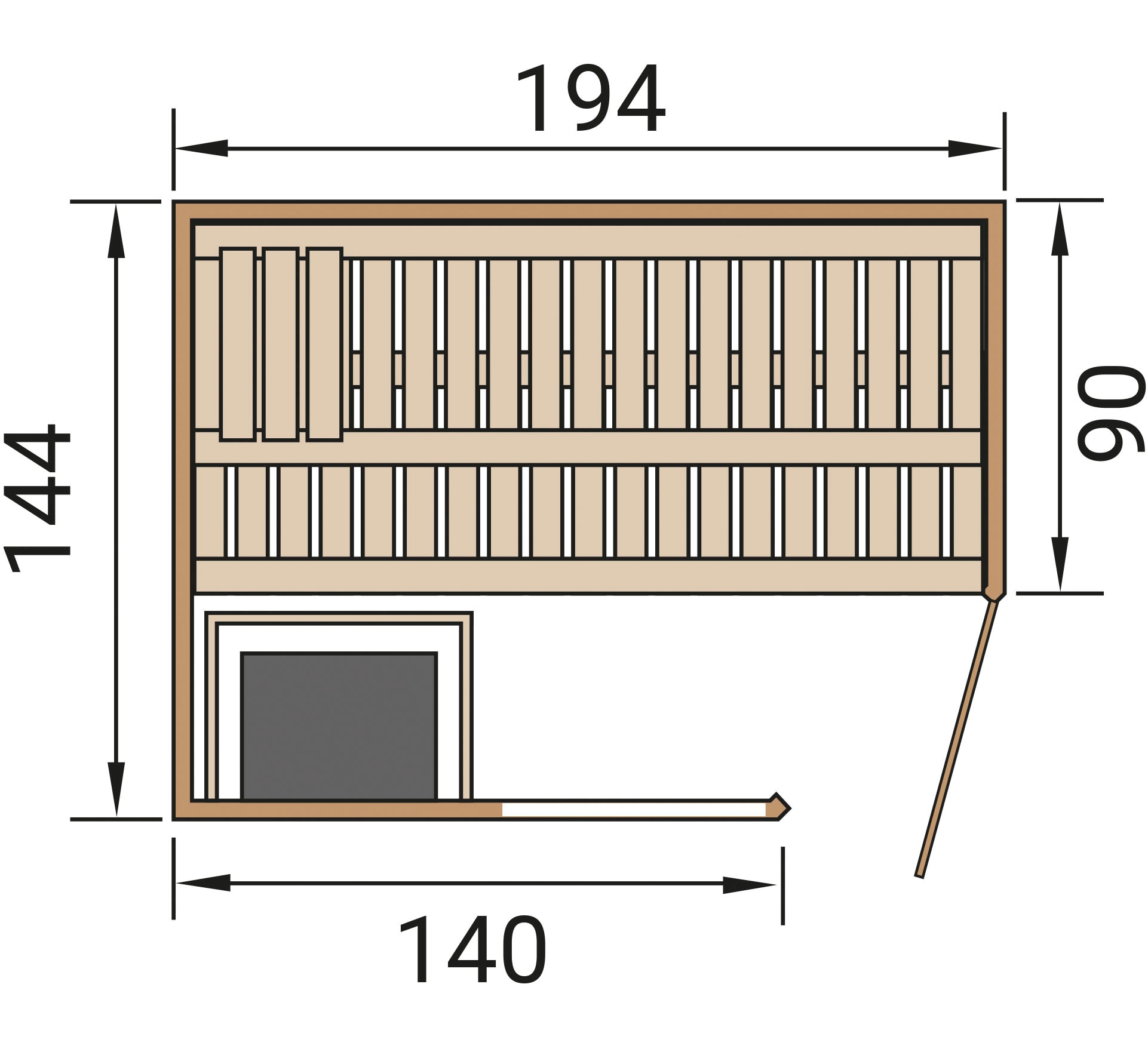 weka Sauna »Element-Ecksauna VARBERG 1«, vorgefertigte Elemente, Fensterelement, moderne Ganzglastür