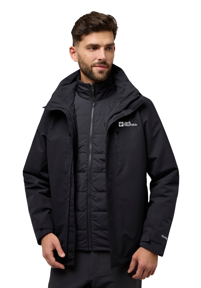 Jack Wolfskin 3-in-1-Funktionsjacke "JASPER 3IN1 JKT M" mit Kapuze 3-in-1 Jacke, wasserdicht, warm und atmungsaktiv