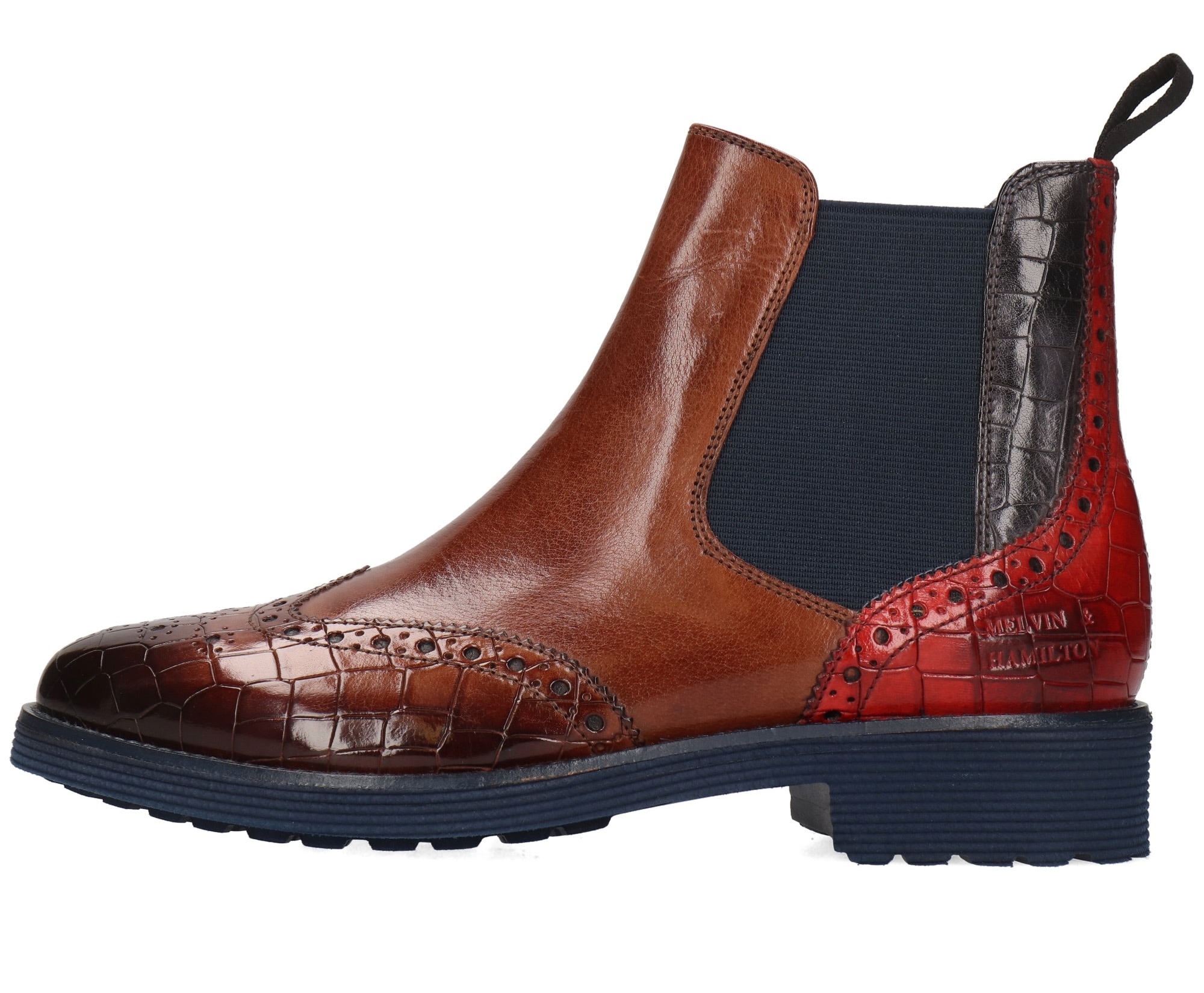 Melvin & Hamilton Chelseaboots »Selina 6 - vegetabil gegerbt«, Brogue, Anzugschuh, Stiefelette mit Lyralochung