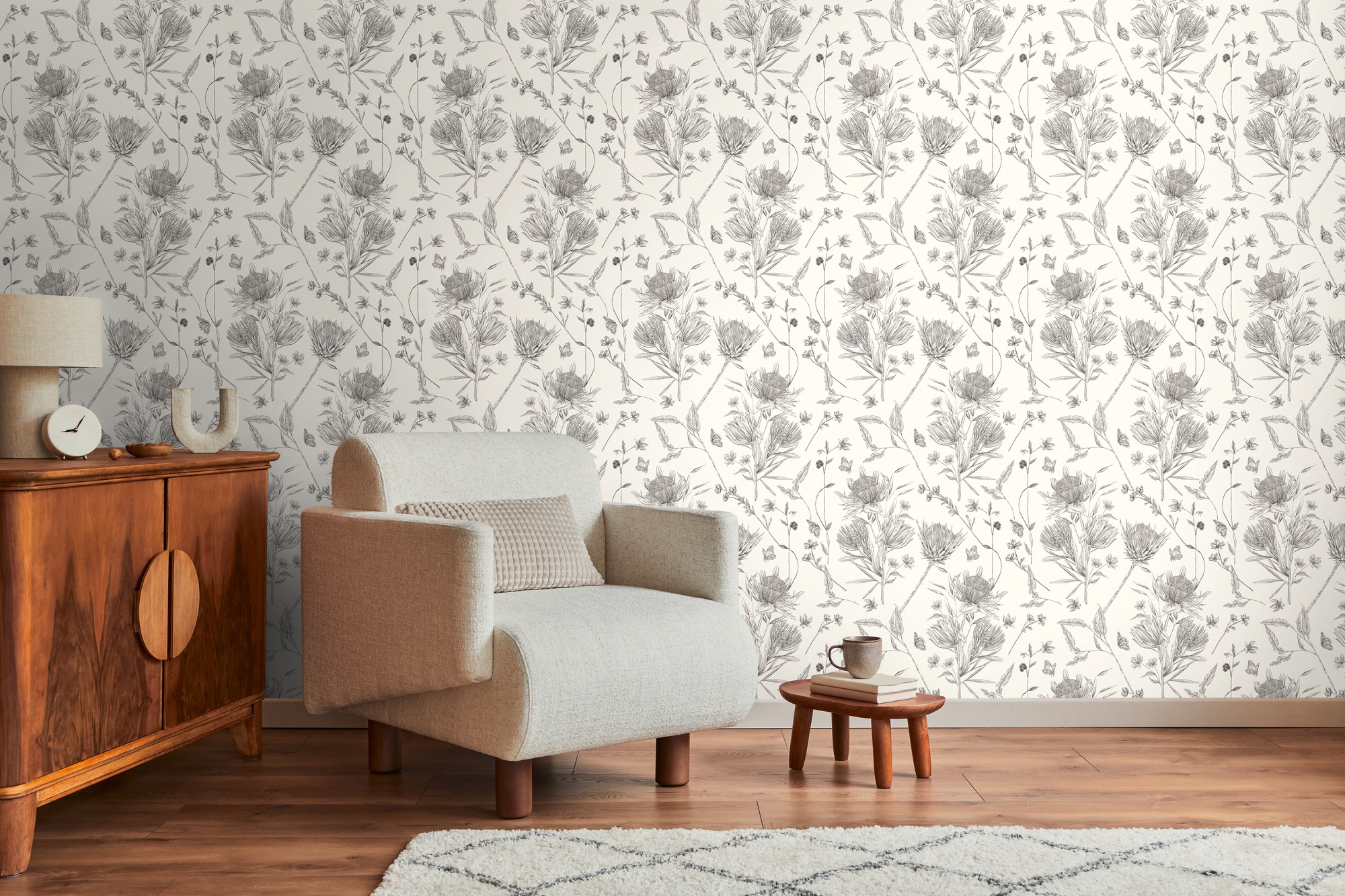 living walls Vliestapete »Drawn Into Nature florale Tapete Mustertapete Pflanzen Natur«, matt, Vliestapete Blätter für Schlafzimmer Küche Wohnzimmer Floral Design