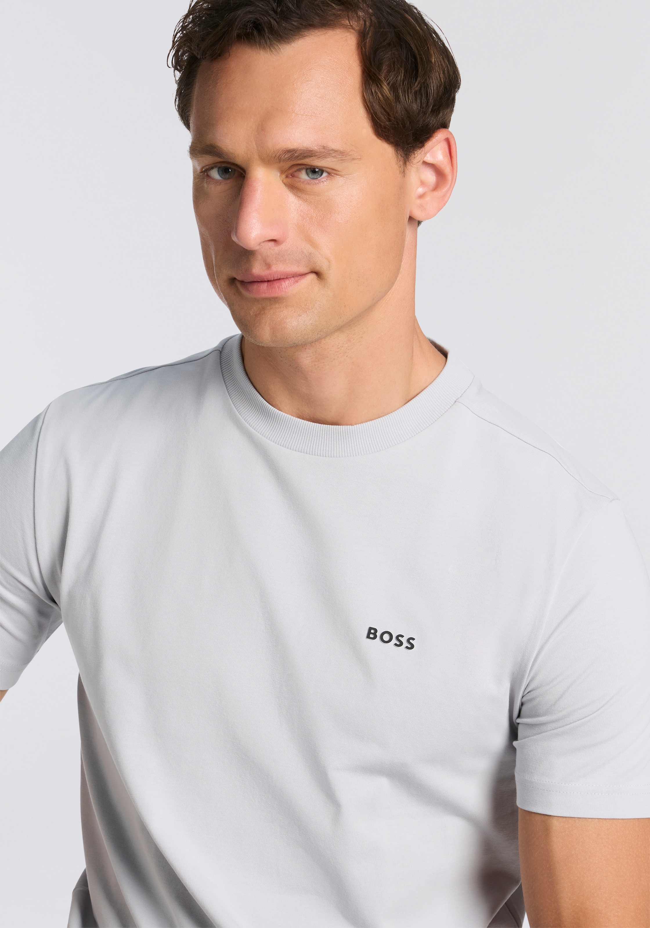 BOSS GREEN Rundhalsshirt »Tee« mit gummiertem Kontrast-Logo