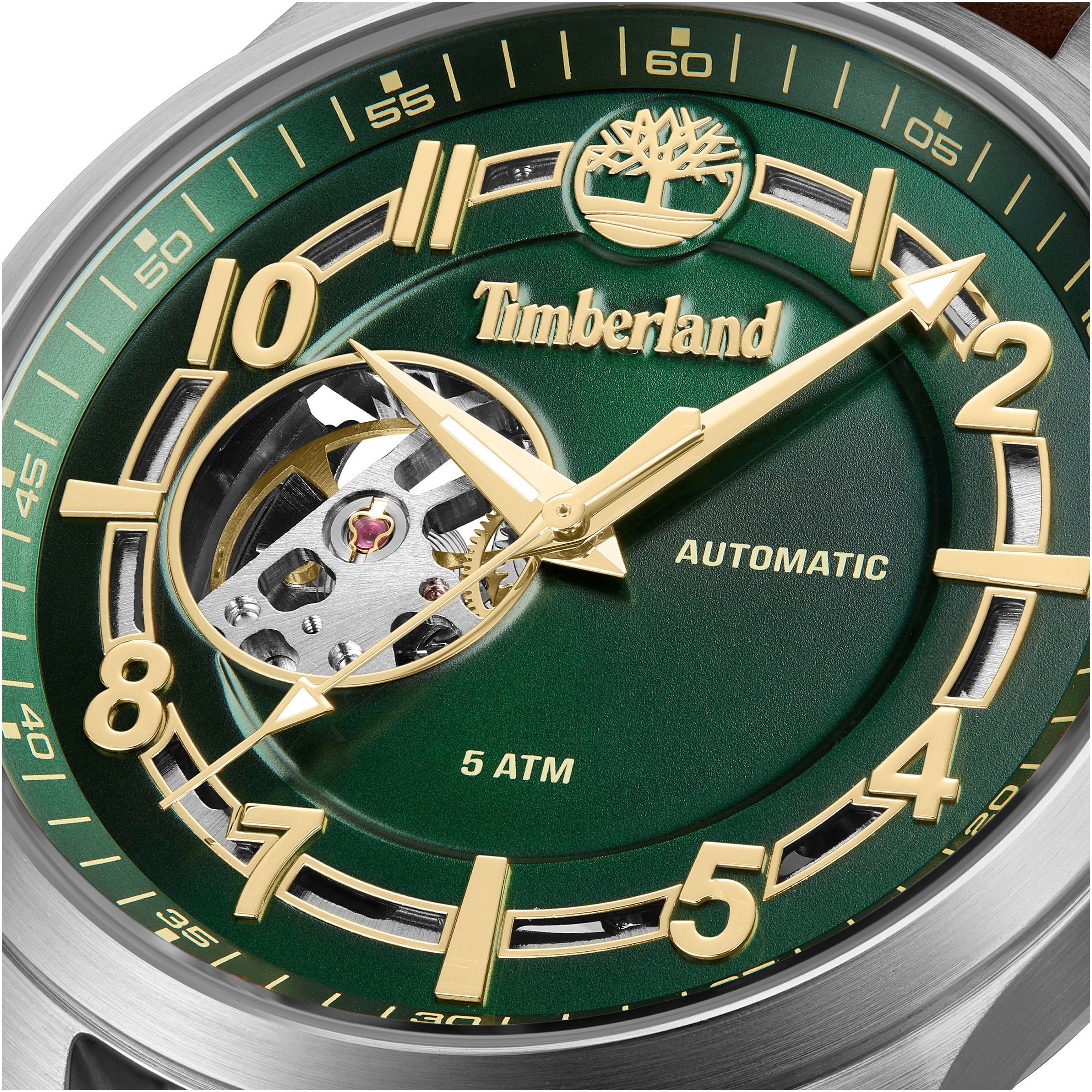 Timberland Automatikuhr »LANGERBUCK«, Armbanduhr, Herrenuhr, offene Unruh, Lederarmband