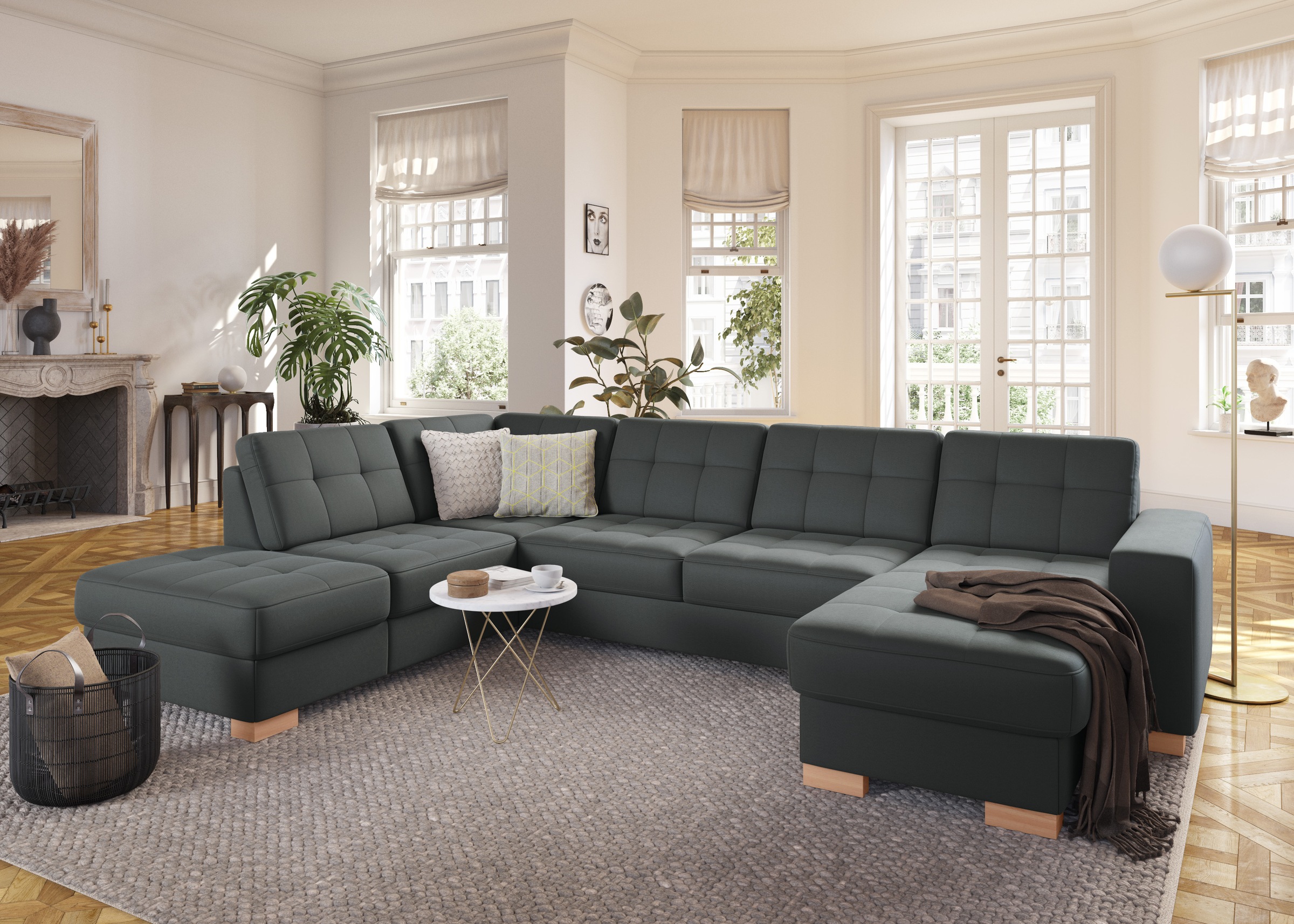 sit&more Wohnlandschaft »Quincy U-Form« wahlweise mit Bettfunktion und Bettkasten