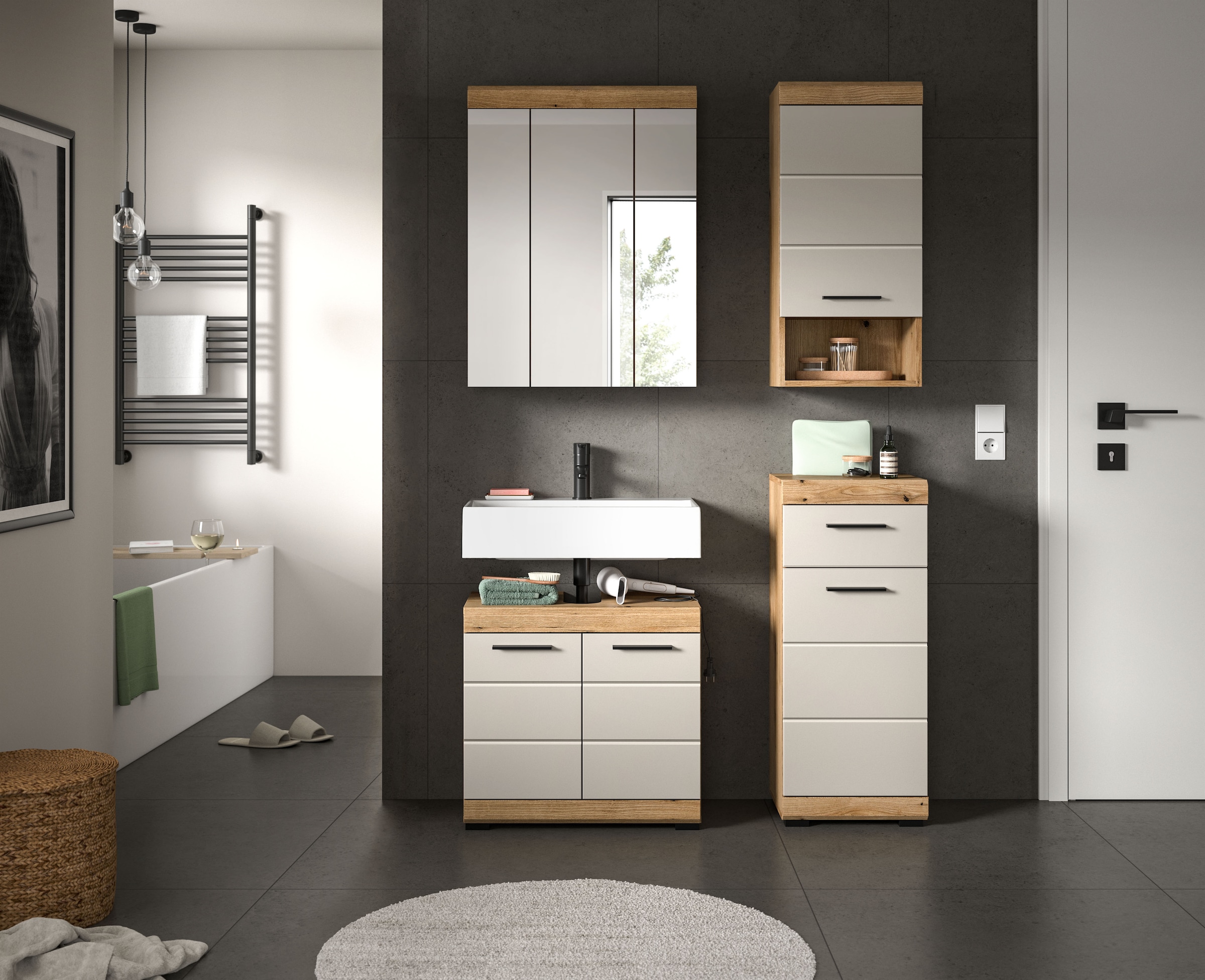 welltime Badmöbel-Set "SIENA, 4 teilig, bestehend aus:" Set, TOPSELLER, 4 Stk. tlg.
