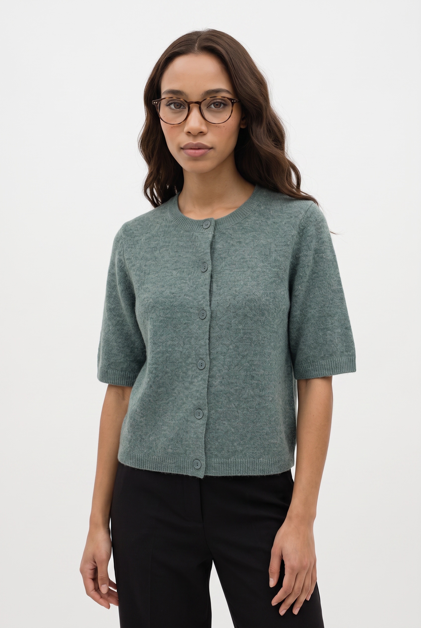Vila Strickjacke "VILIGA 2/4 O-NECK KNIT CARDIGAN - NOOS" Materialmix, regular fit