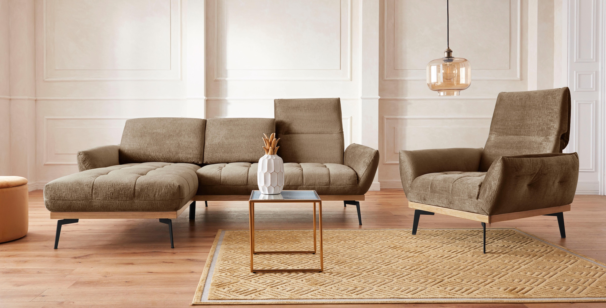 Guido Maria Kretschmer Home&Living Ecksofa »Palíc, inkl. Rückenverstellung, bequem, elegant, Breite 245cm, L-Form«