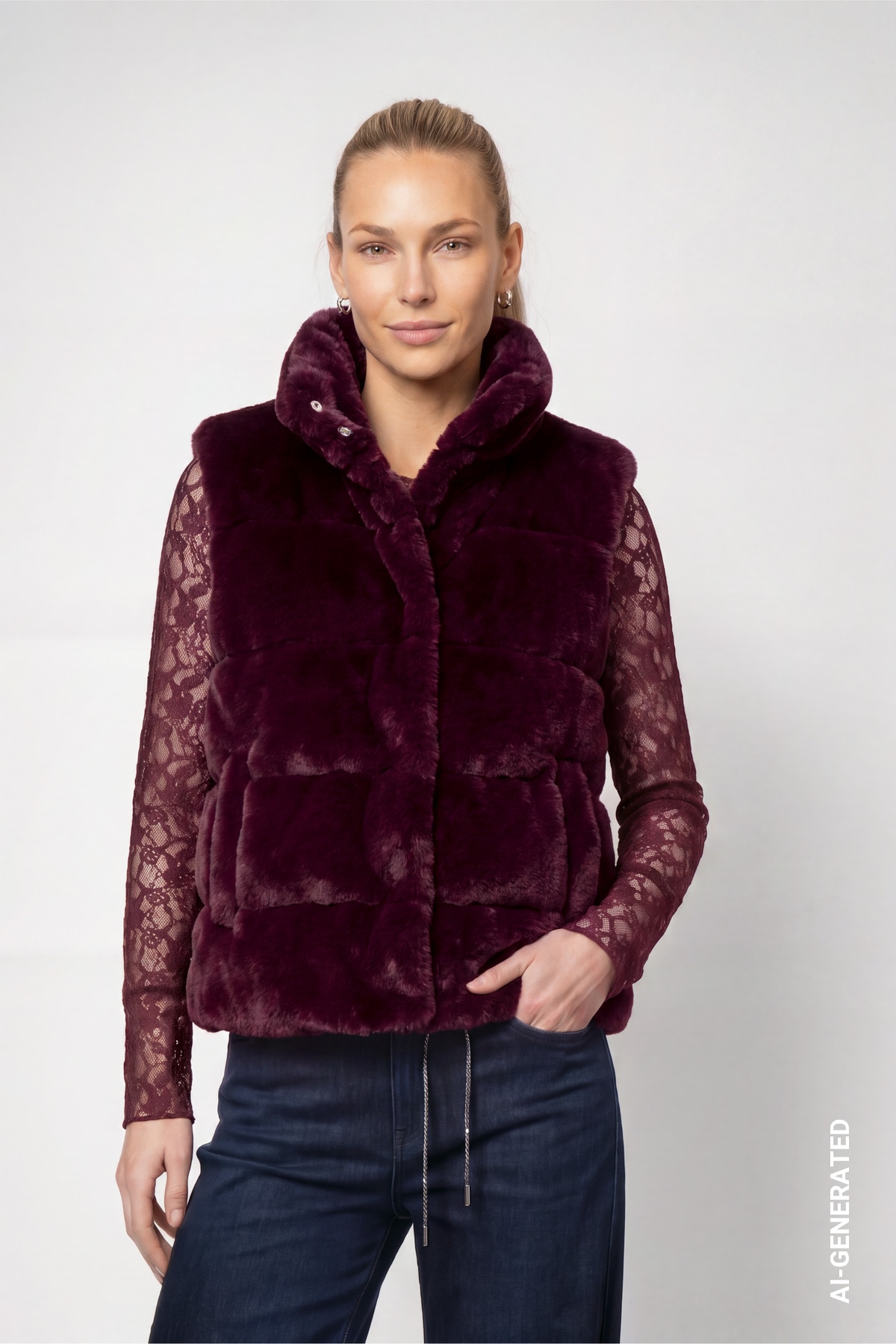 Monari Plüschweste "Weste Basic Fake Fur" Regular fit mit Stehkragen