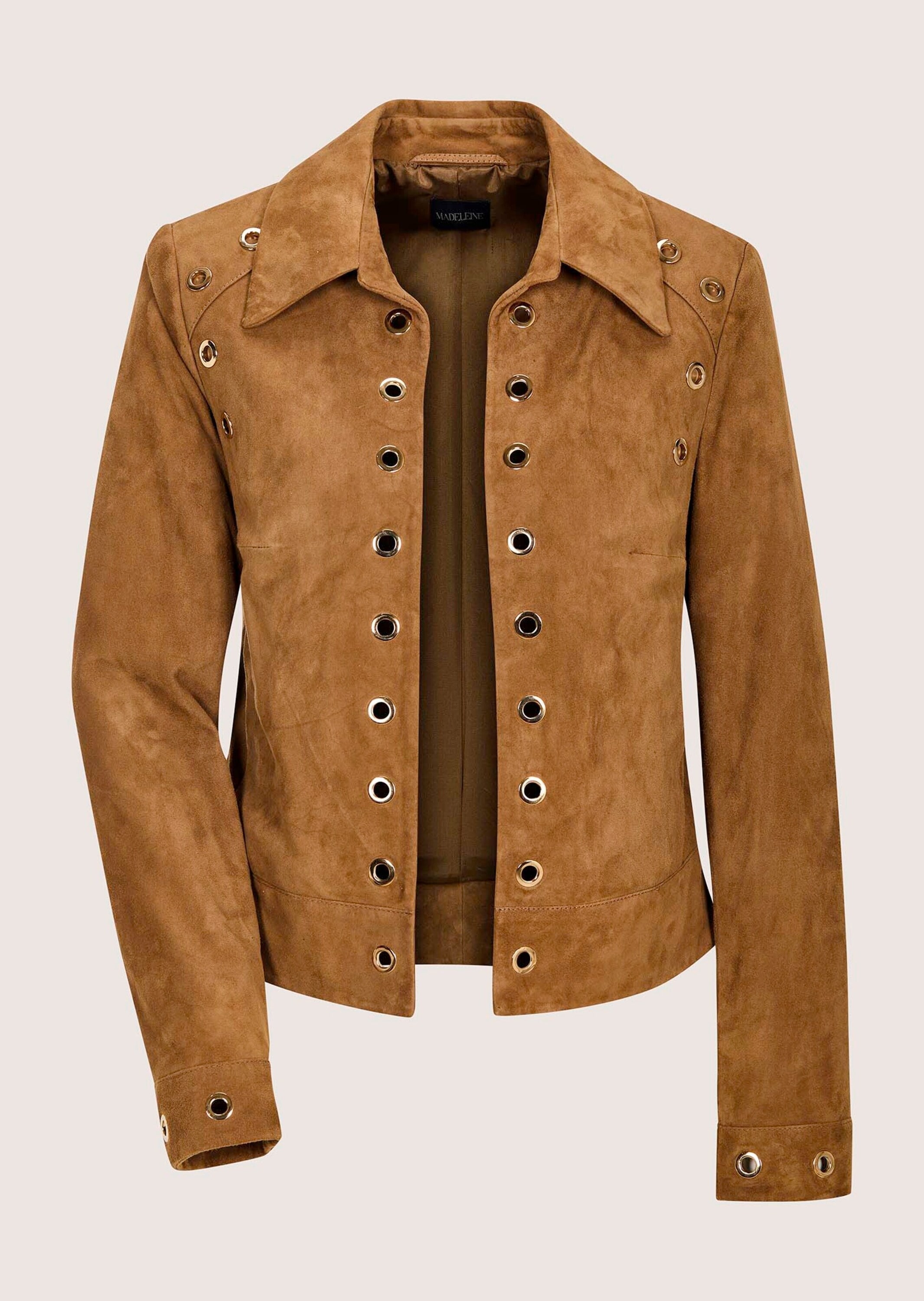 MADELEINE "Lederjacke Kurzjacke mit Ösendetails" Glänzende Ösendetails