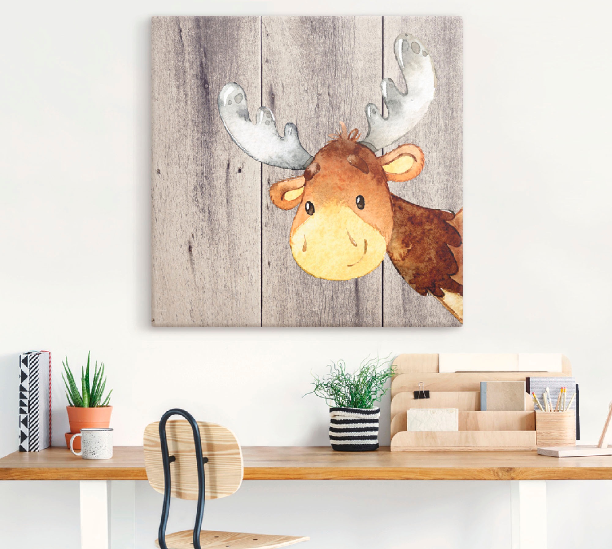 Artland Wandbild »Waldland Freunde - Hirsch«, Tiere, (1 St.), als Alubild, Leinwandbild, Wandaufkleber oder Poster in versch. Größen