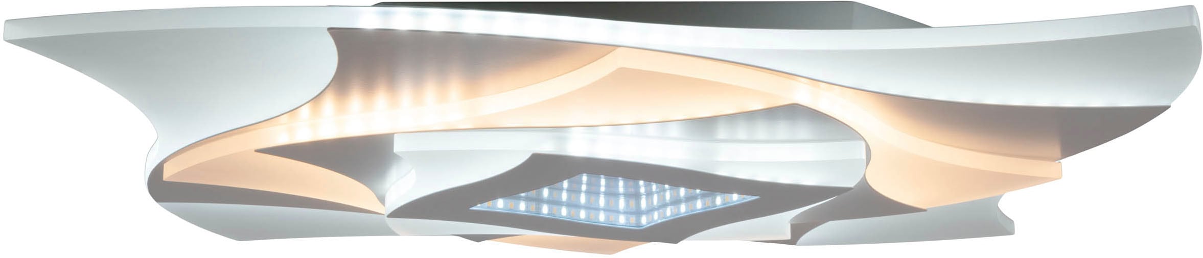 näve LED Deckenleuchte »Liora« LED-Modul 1 Stk. warmweiß - kaltweiß 3D-Effekt, CCT, Memory, Nachtlicht, dimmbar per Fernbedienung, weiß