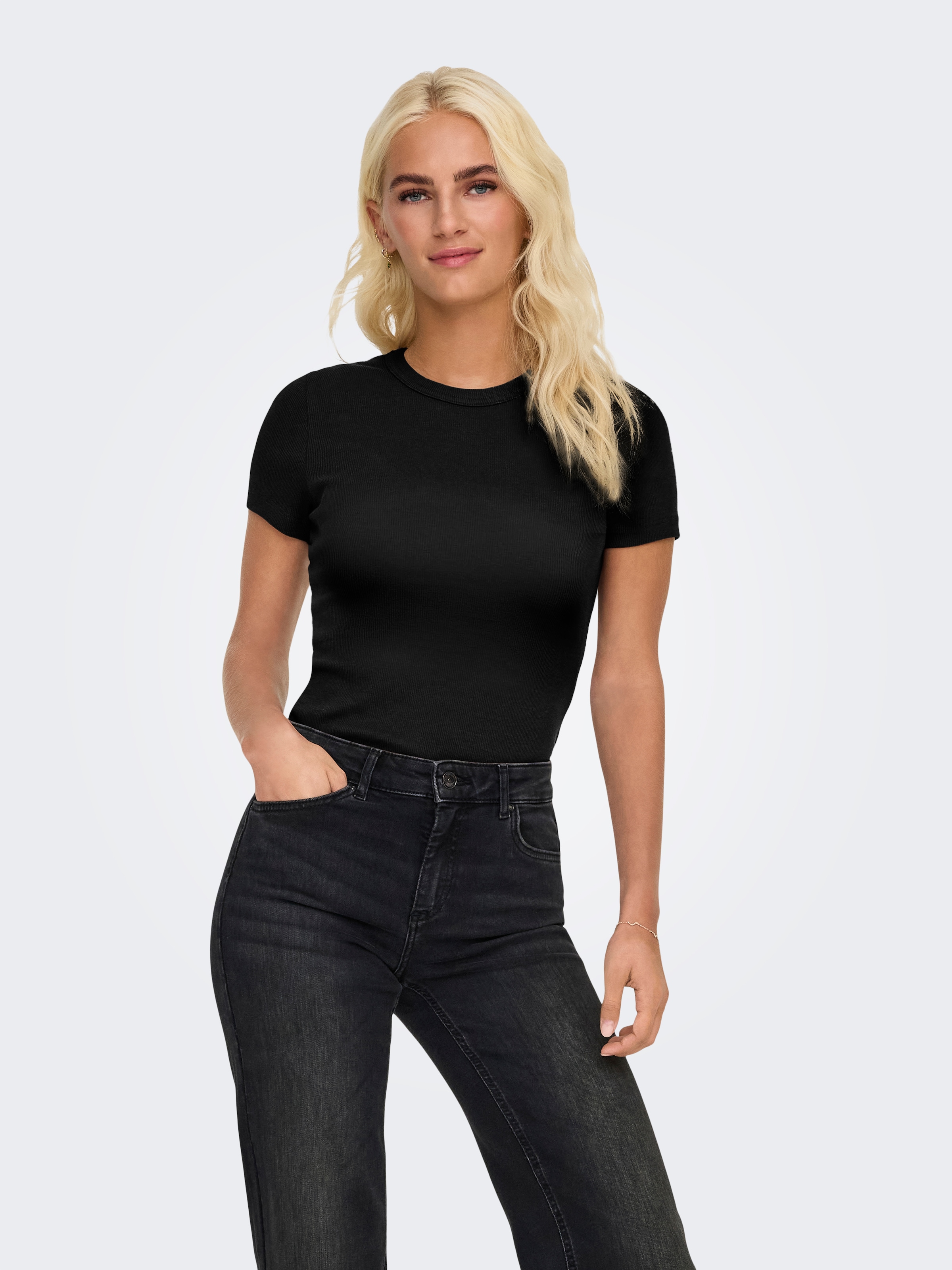 ONLY Kurzarmshirt "ONLVAL – Basic-Shirt mit Stretchkomfort für jeden Tag", günstig online kaufen