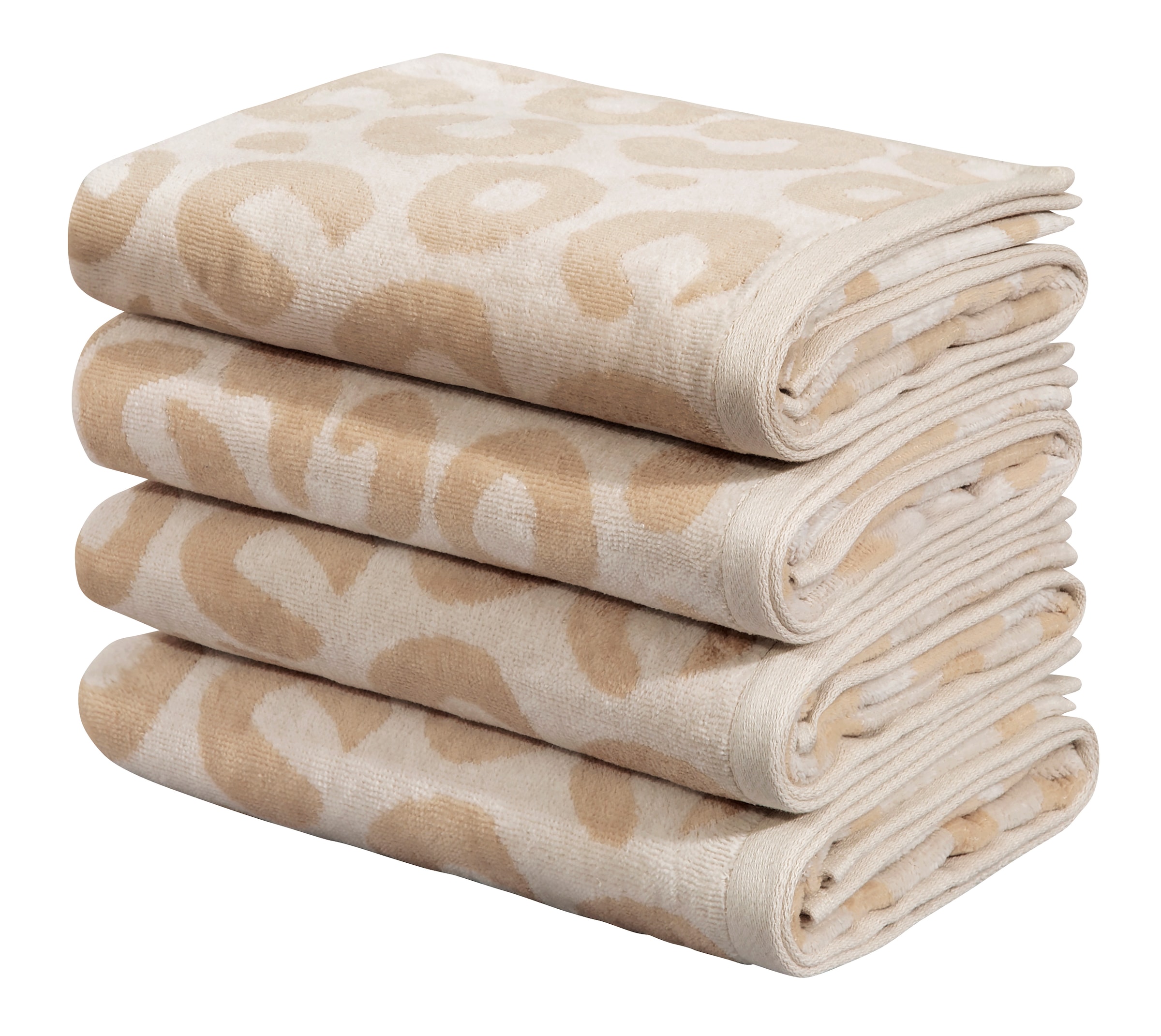OTTO home "Anna Leopardenmuster, 4-tlg Handtuch-Set, 50x100cm, 100% Baumwolle" Handtücher, weich, saugstark, modern, Leo, Animal Print