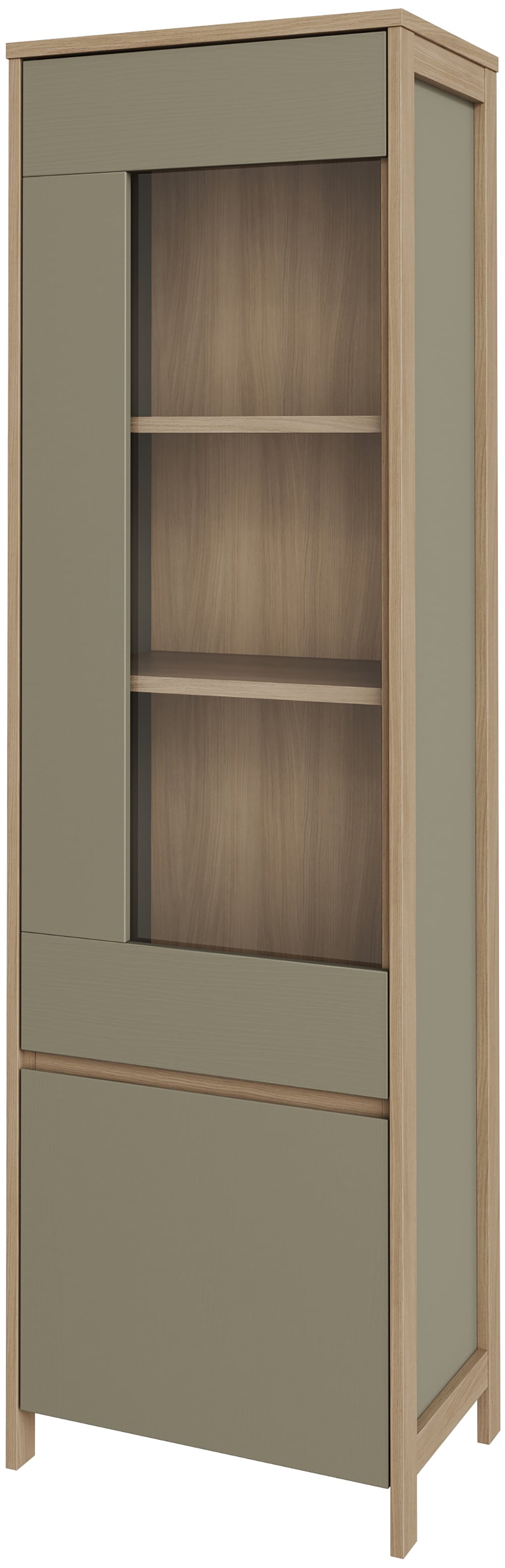 Home affaire Vitrine »Stranda, Hochschrank im Scandi-Style, moderne Glasvitrine«, Rahmenoptik, ausreichend Stauraum, vielseitig einsetzbar, 58 cm breit