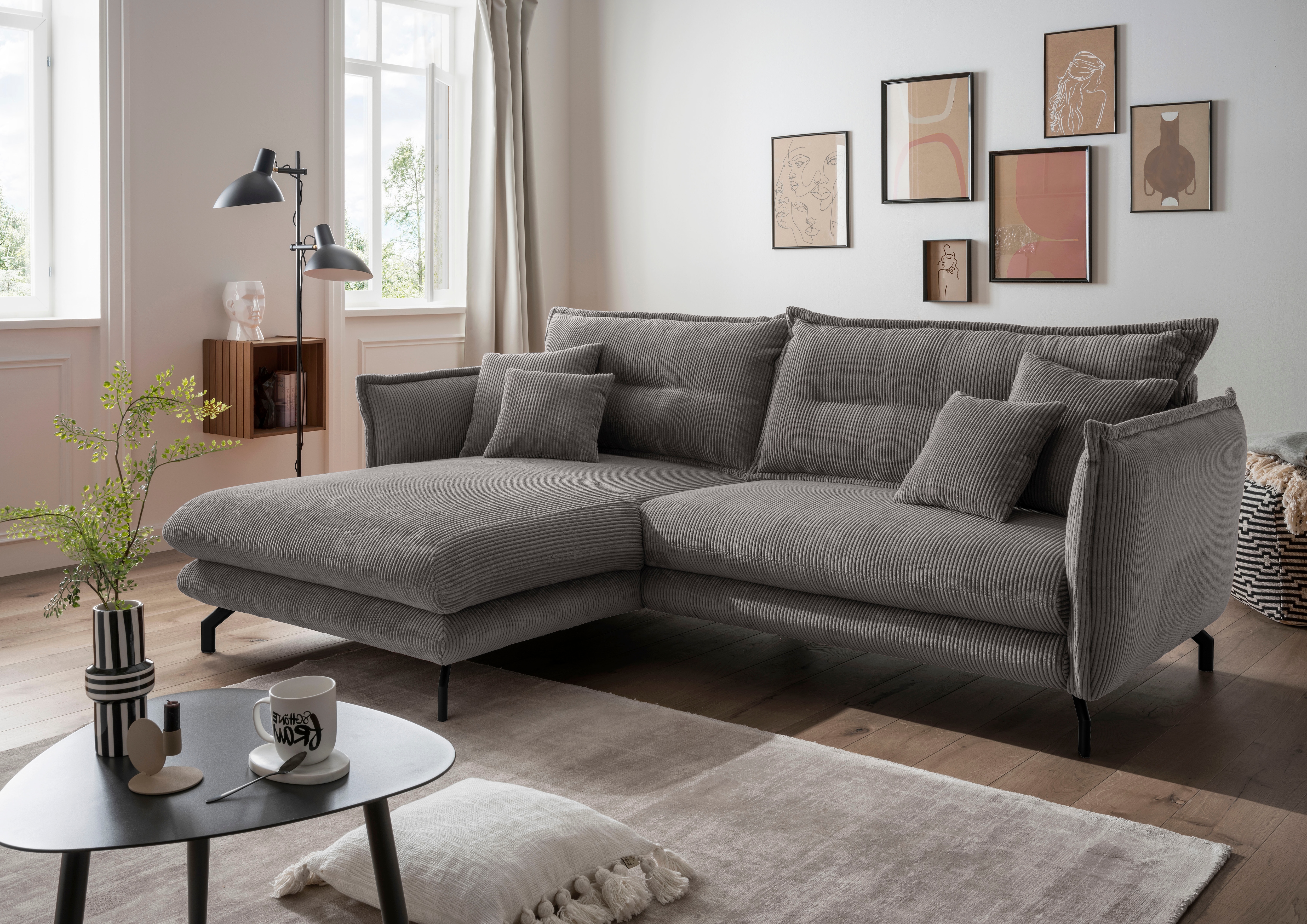 Home affaire Ecksofa "Lava modern & bequem, Breite 255cm, tolle Detailverarbeitung" zwei verschiedene Fußfarben wählbar